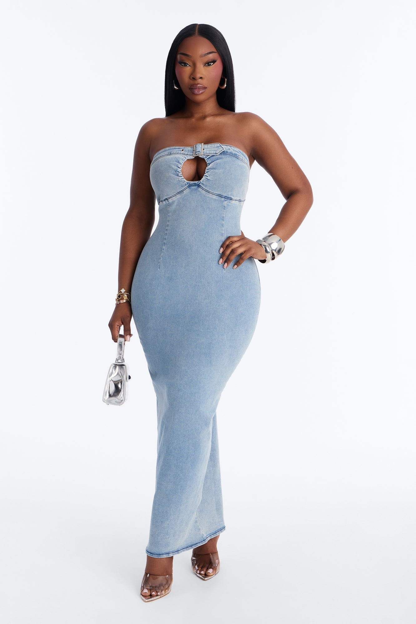 Y2K Muse Denim Maxi Dress - Denim