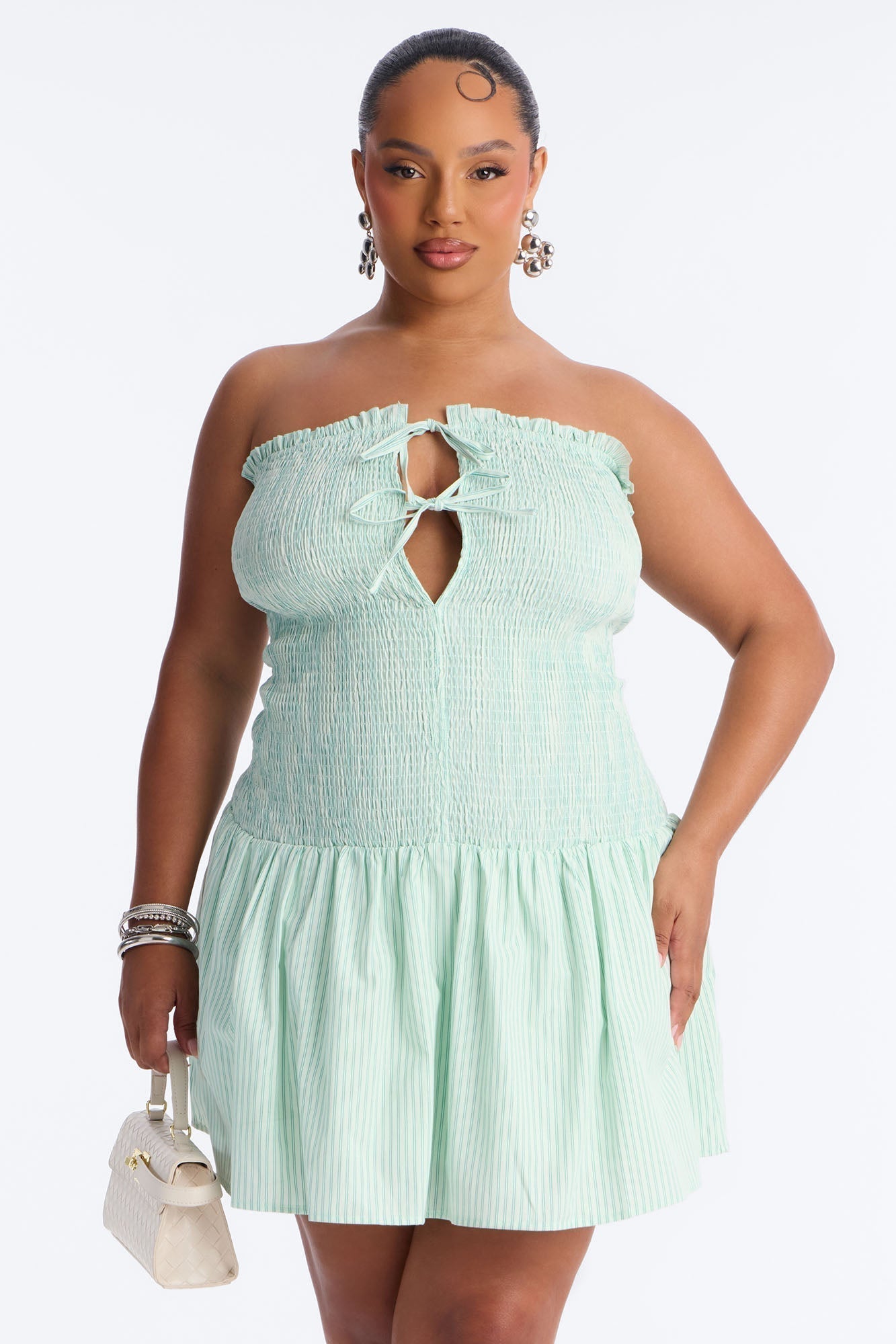 Sophia Smocked Twill Mini Dress - Mint