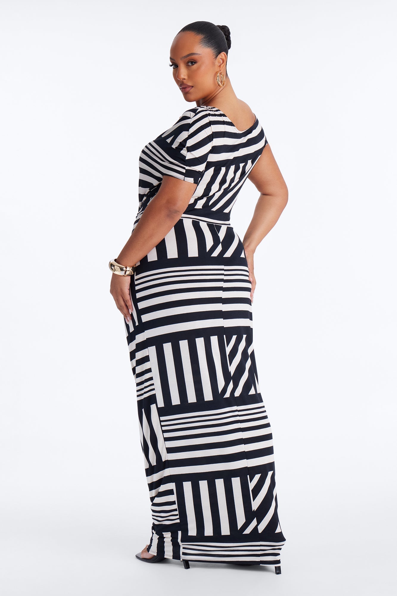 Checked In Maxi Dress - Black/White