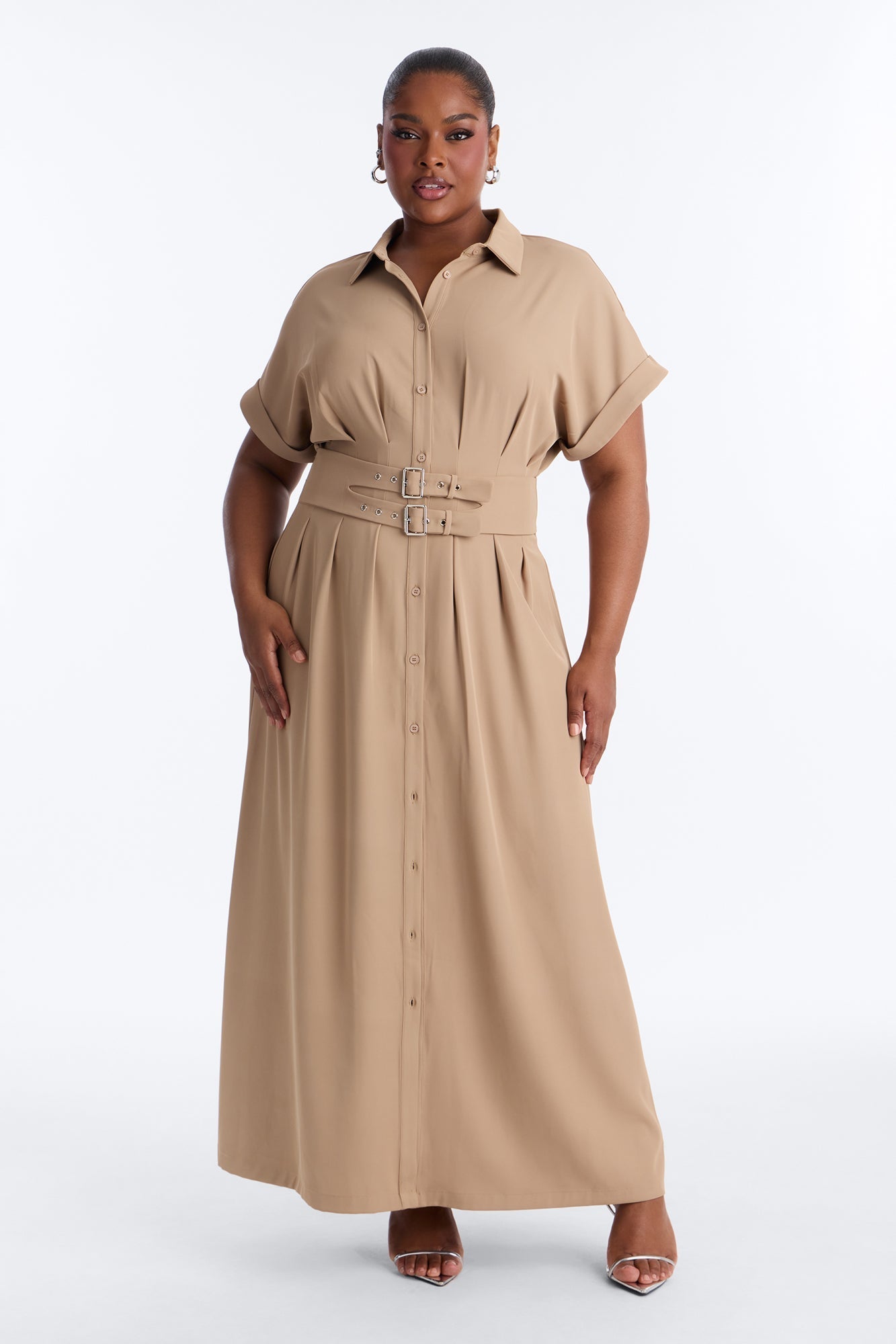 Bridgit Belted Maxi Dress - Taupe