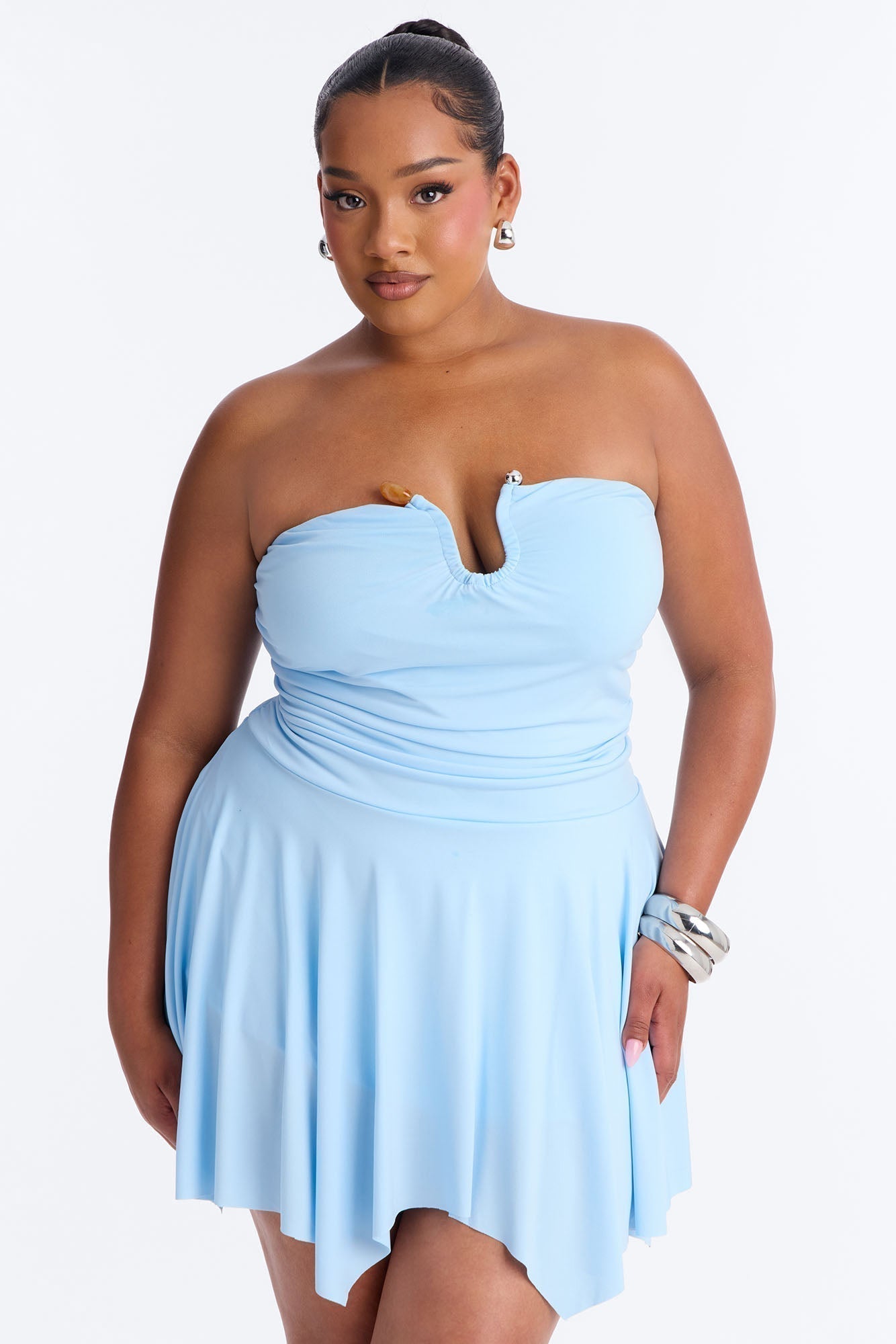 Mimi Strapless Micro Mini Dress - SkyBlue