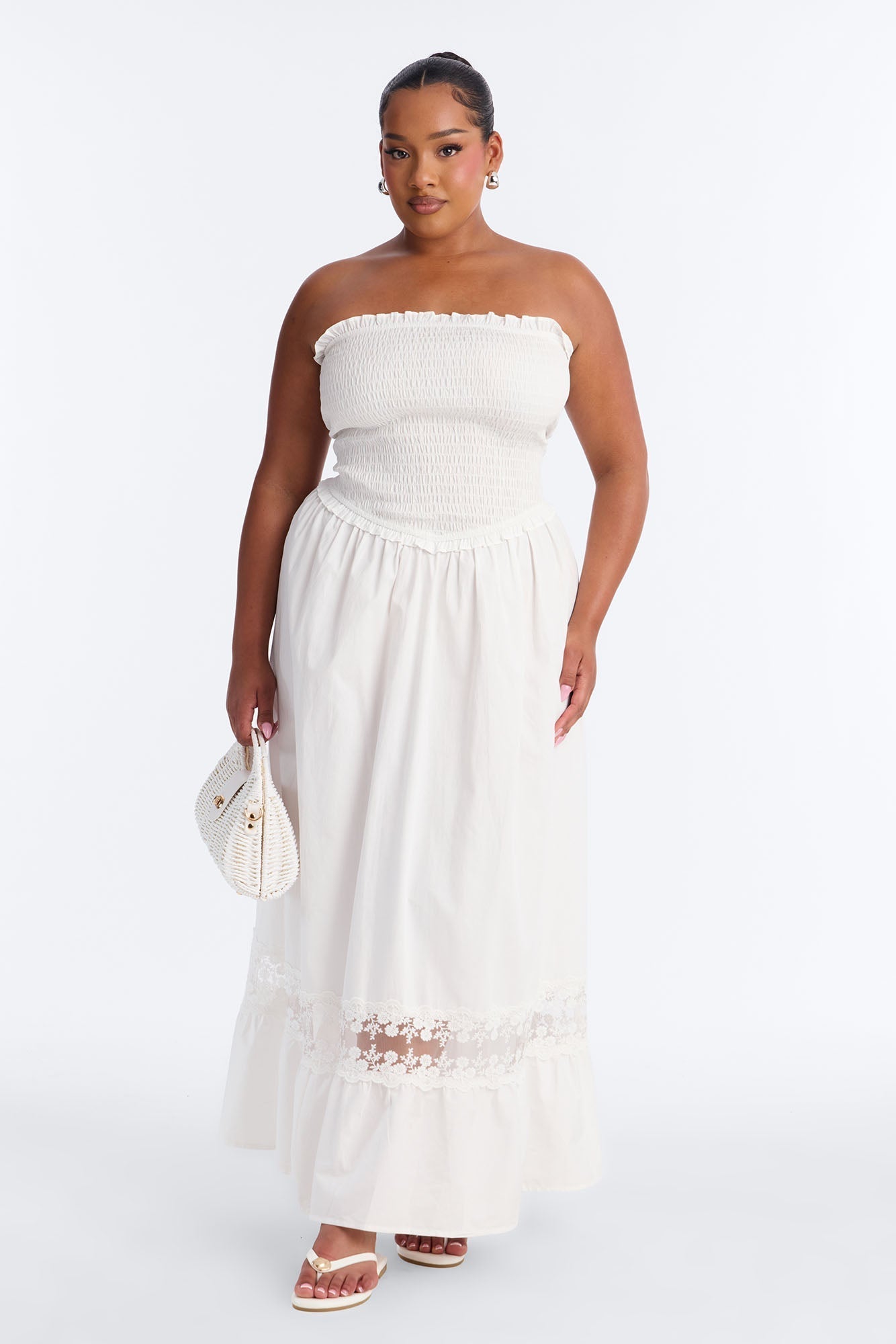 Keira Strapless Maxi Dress - White