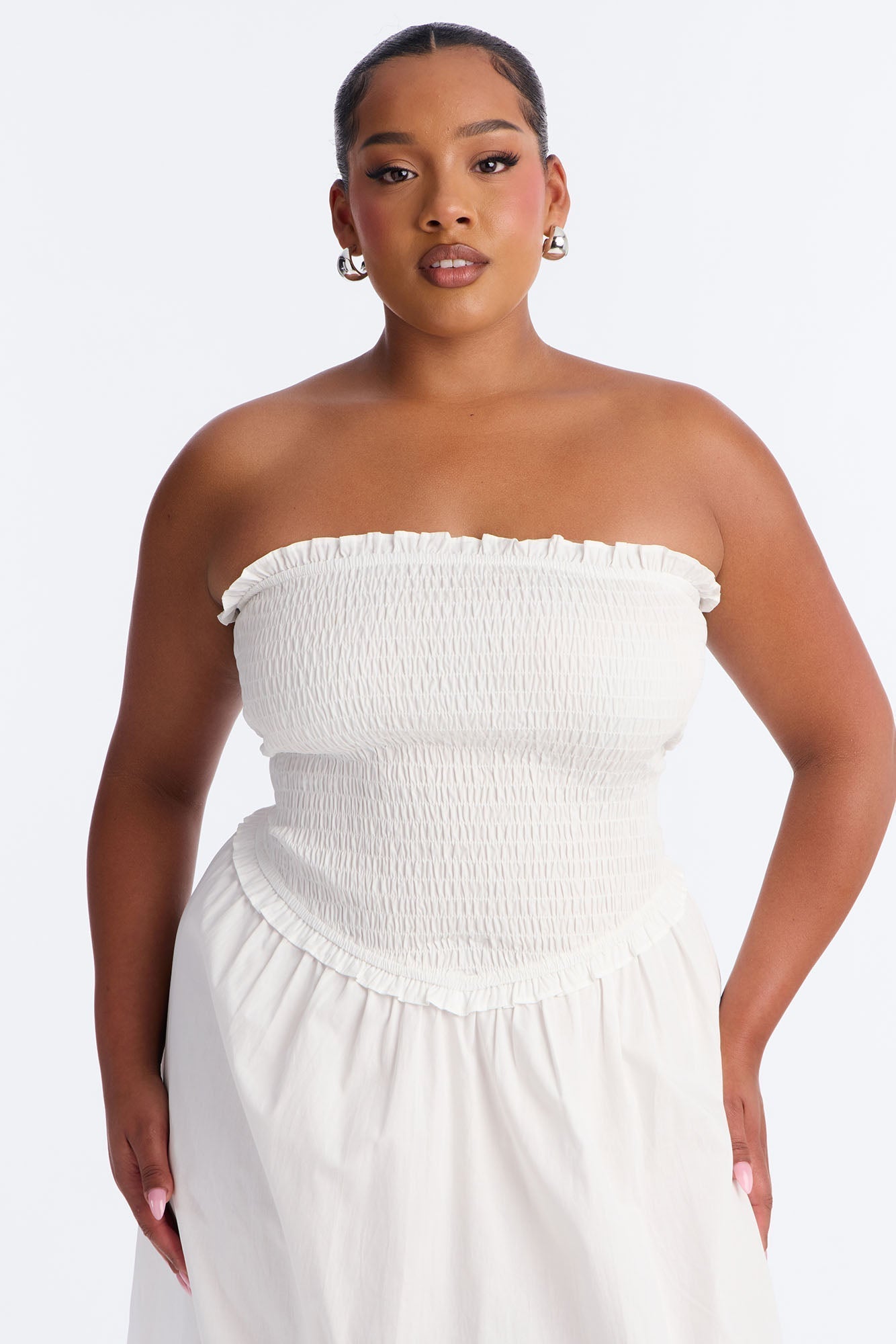 Keira Strapless Maxi Dress - White