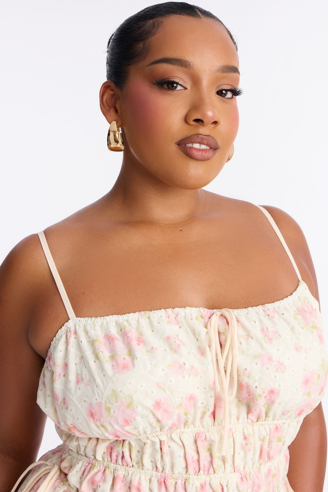 Skylar Floral Eyelet Mini Dress - Cream/combo