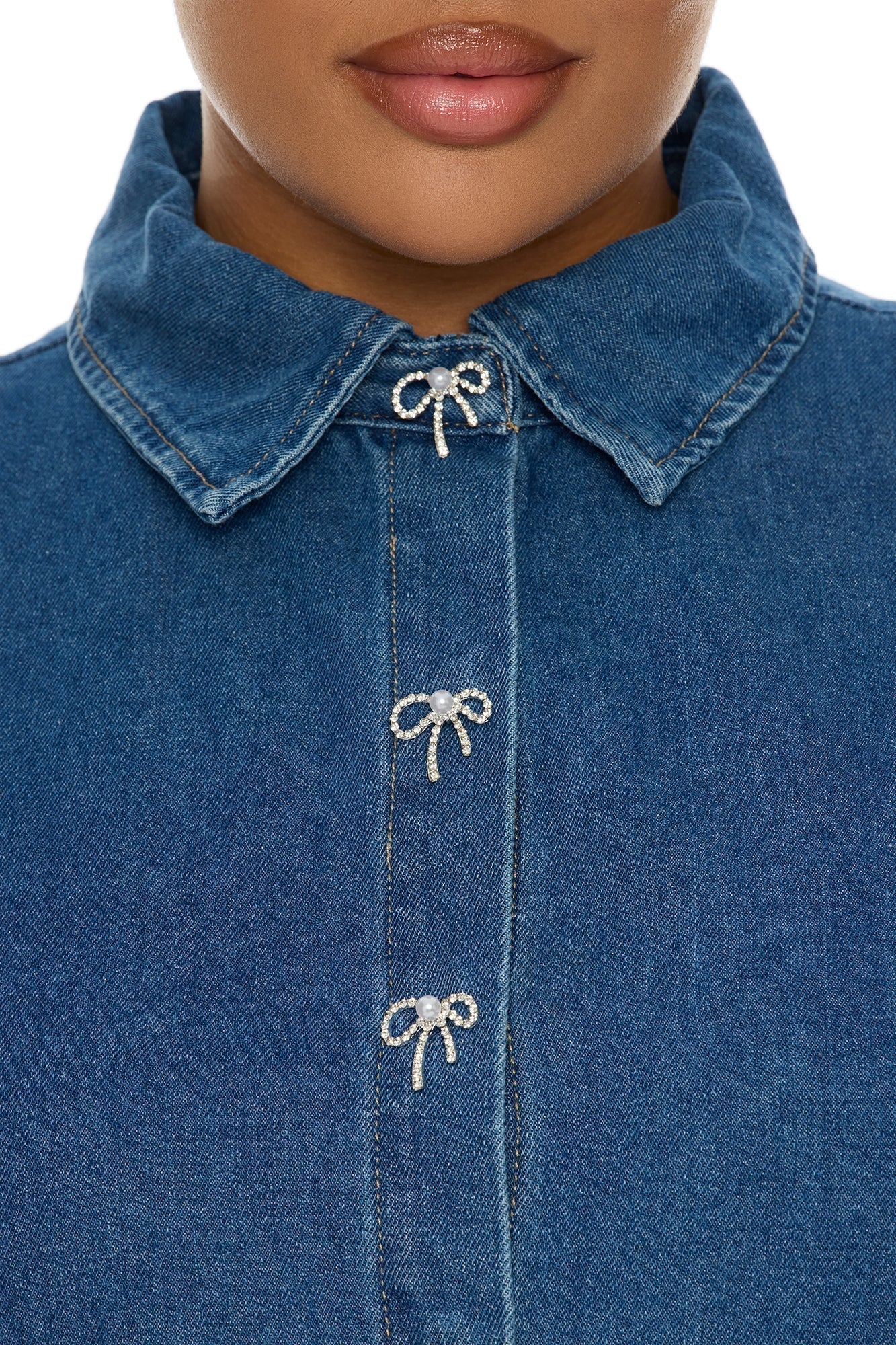 Maribella Denim Mini Dress - Medium Wash