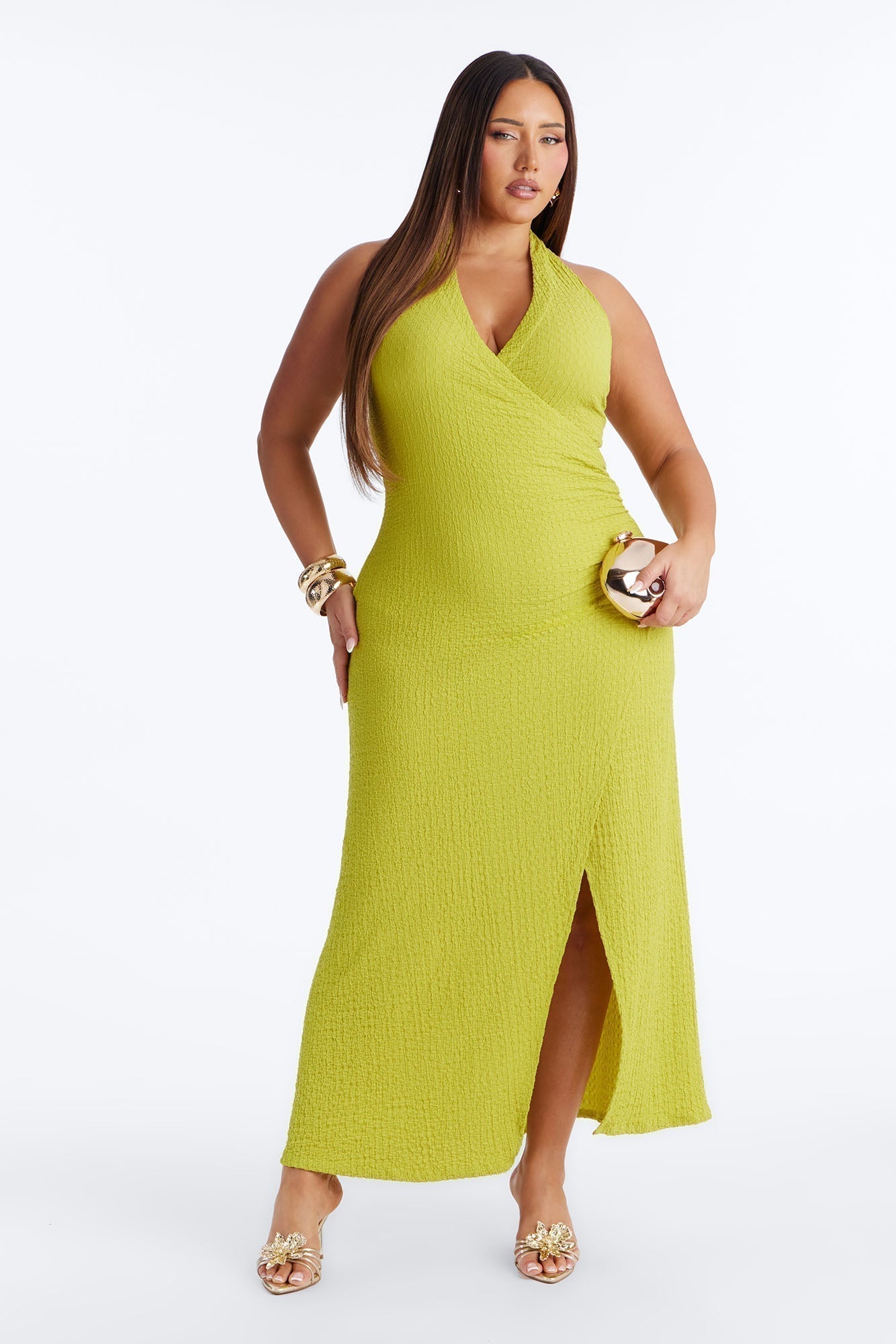 Alinna Halter Maxi Dress - Lime