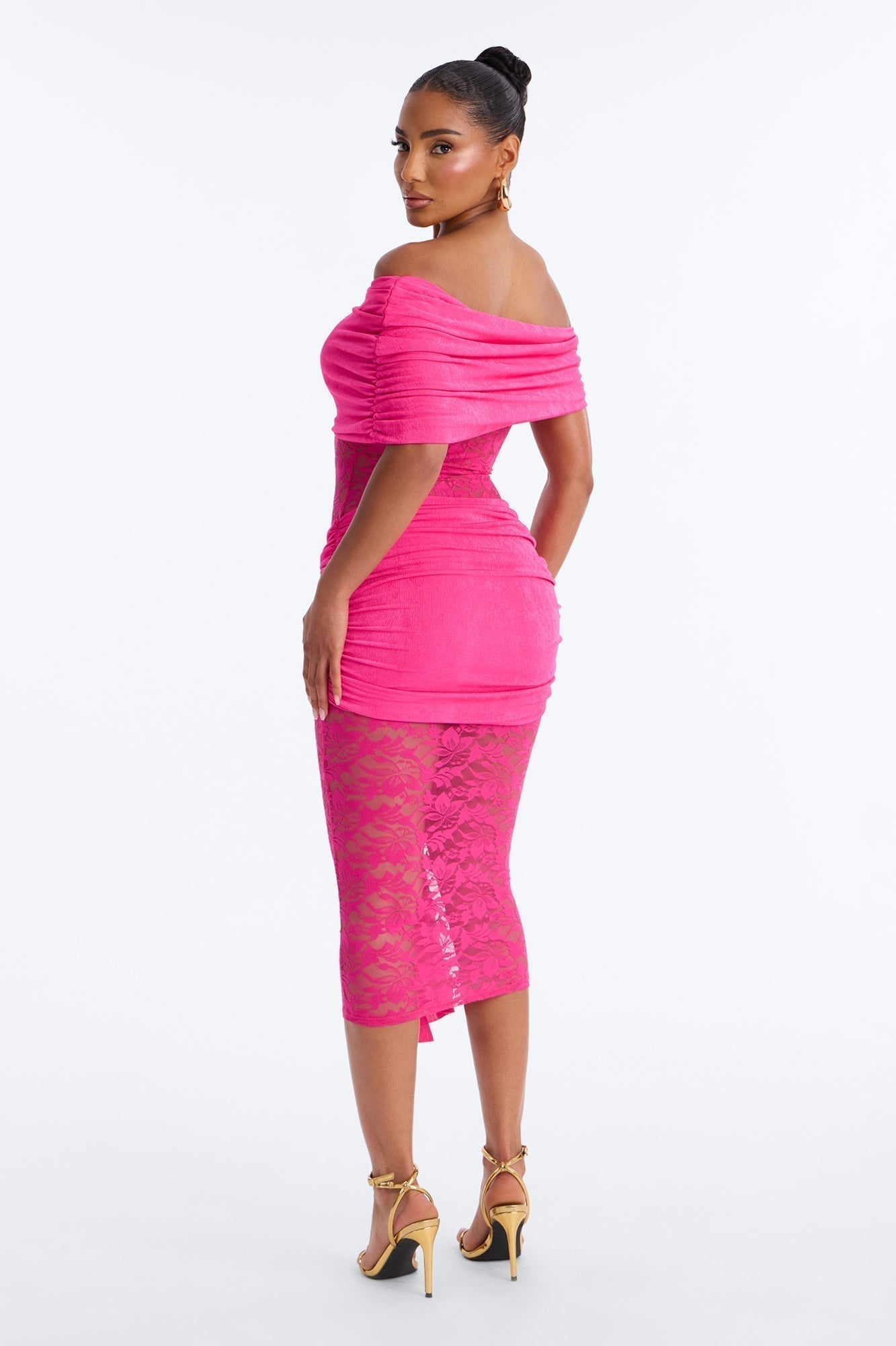 Shanaya Lace Midi Dress - Magenta
