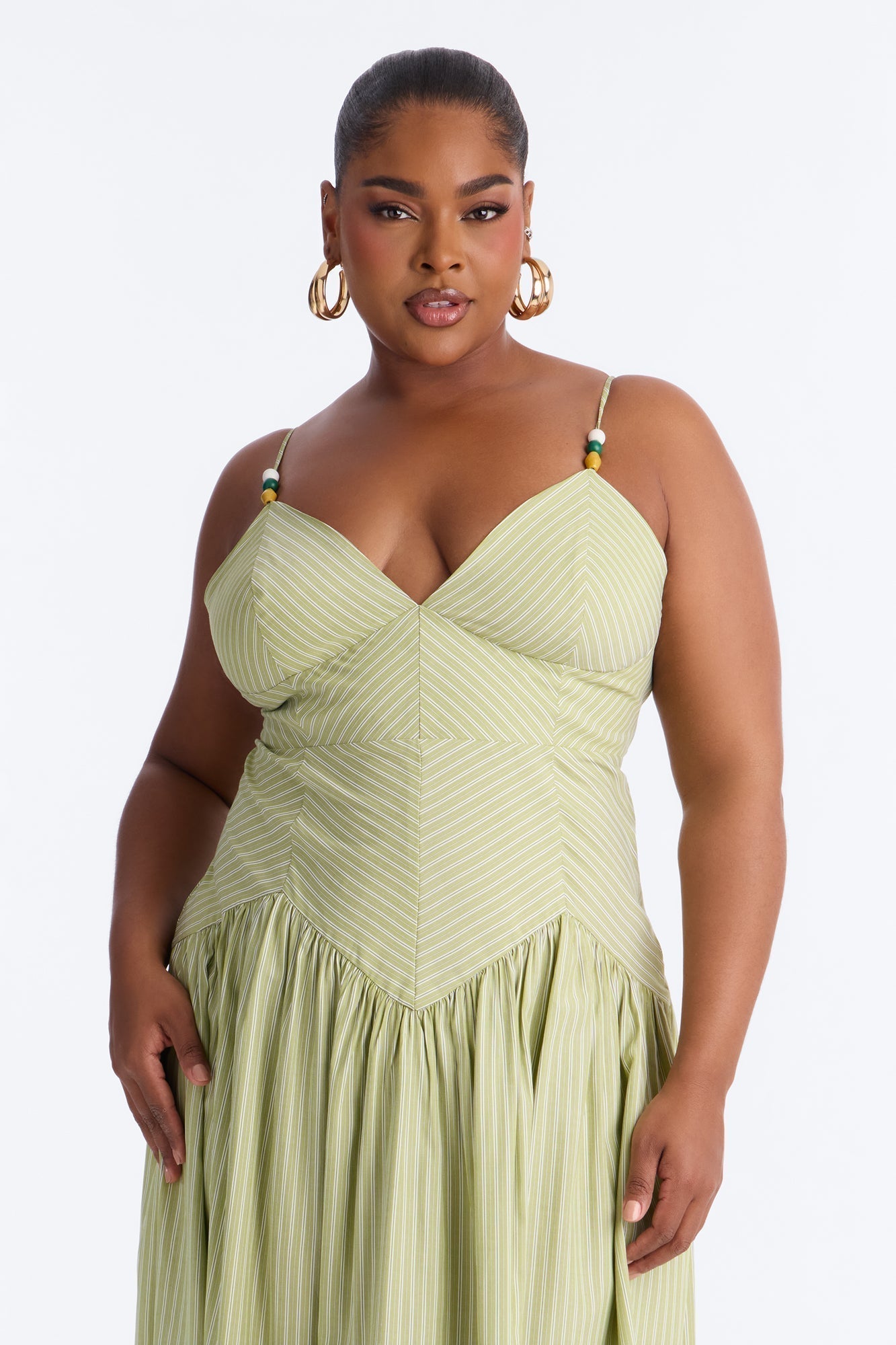 Harmony Striped Midi Dress - Sage