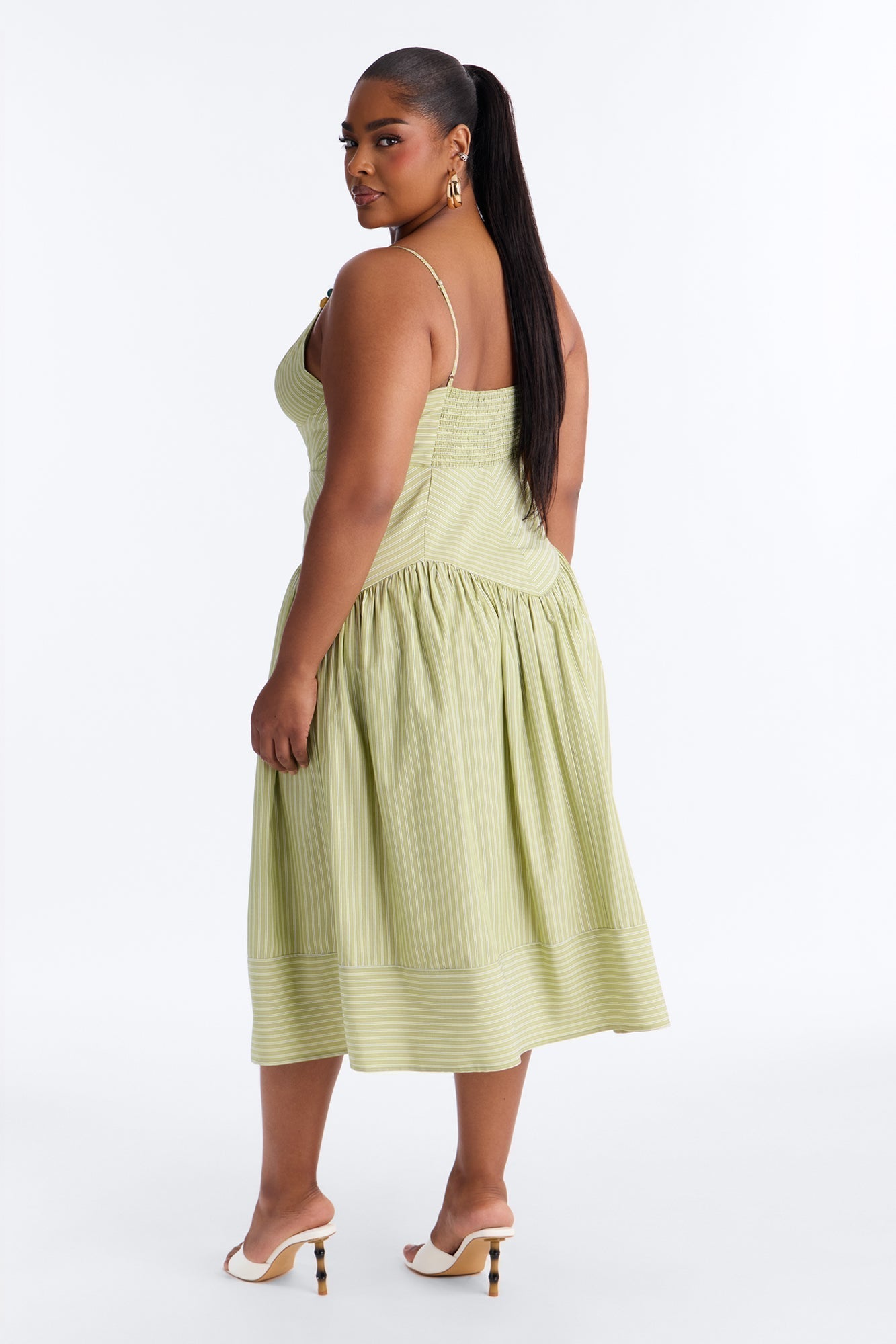 Harmony Striped Midi Dress - Sage