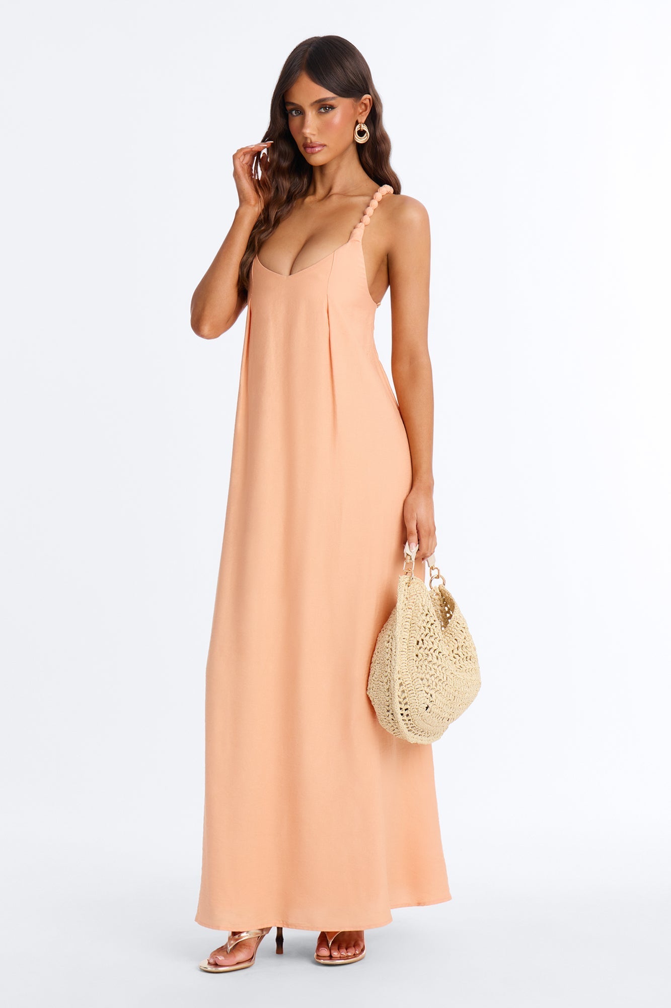 Belia Linen Maxi Dress - Orange