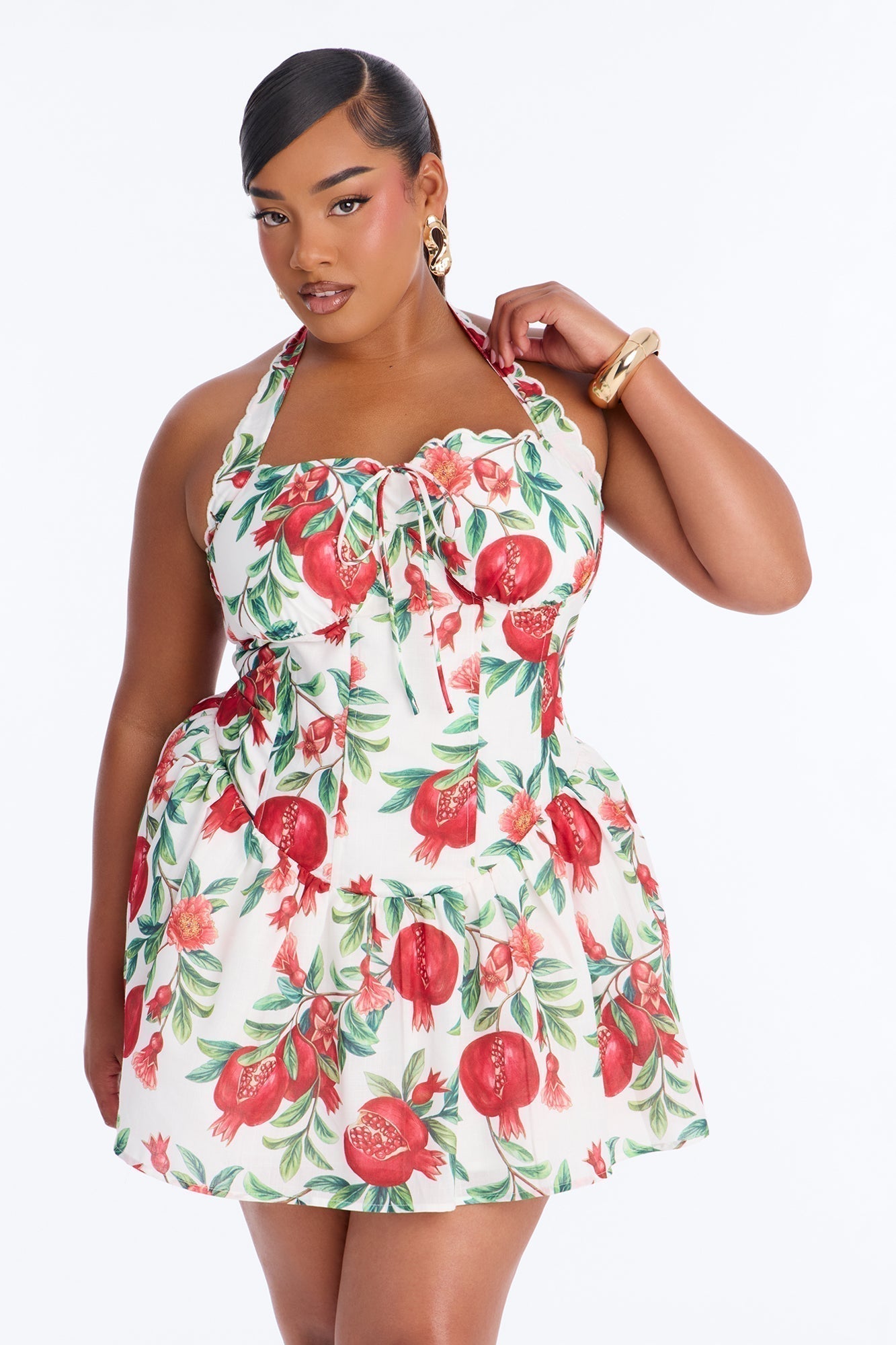 Tea Party Corset Waist Rayon Mini Dress - Red/White