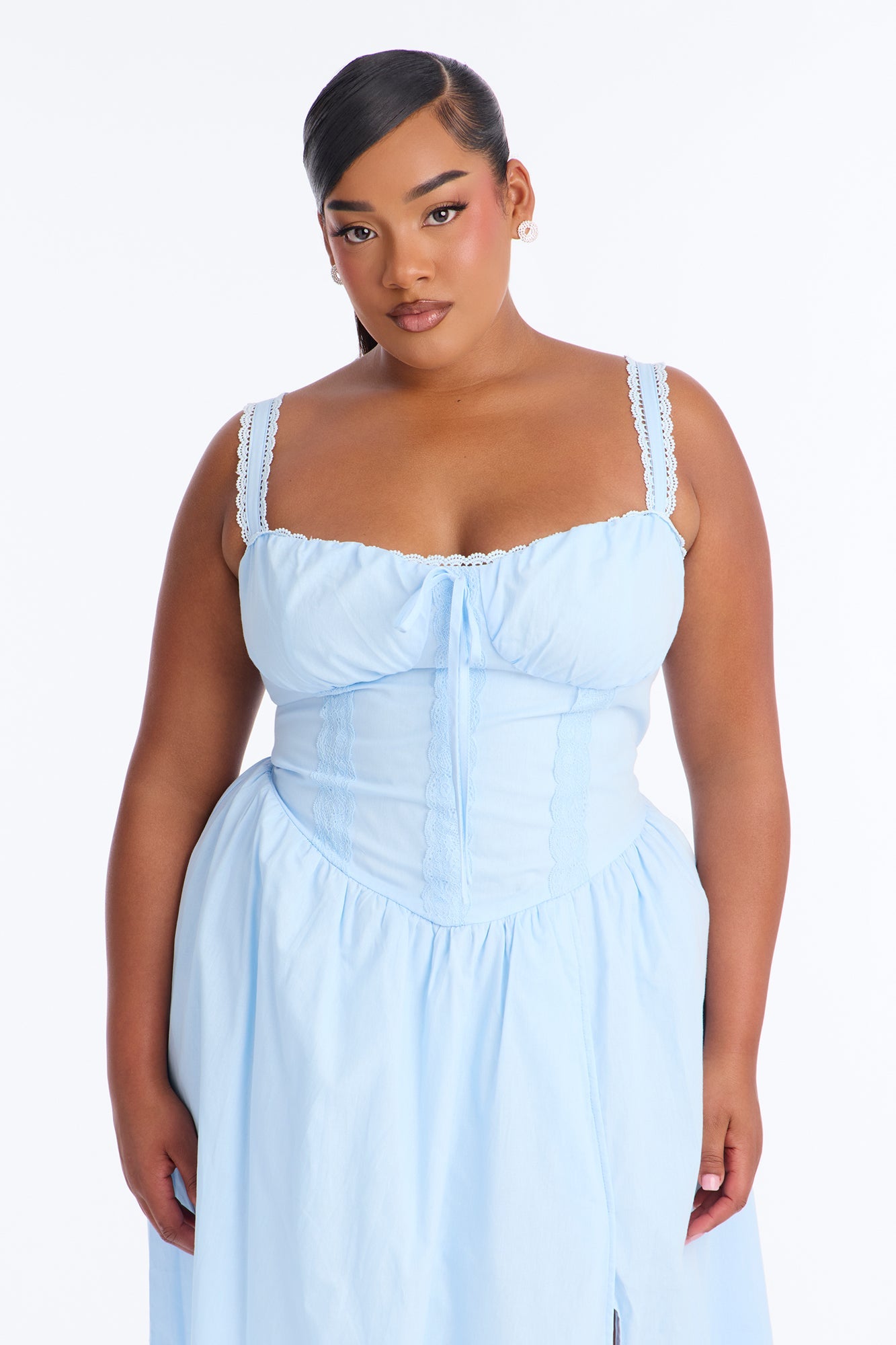 Scarlett Pleated Poplin Midi Dress - Blue