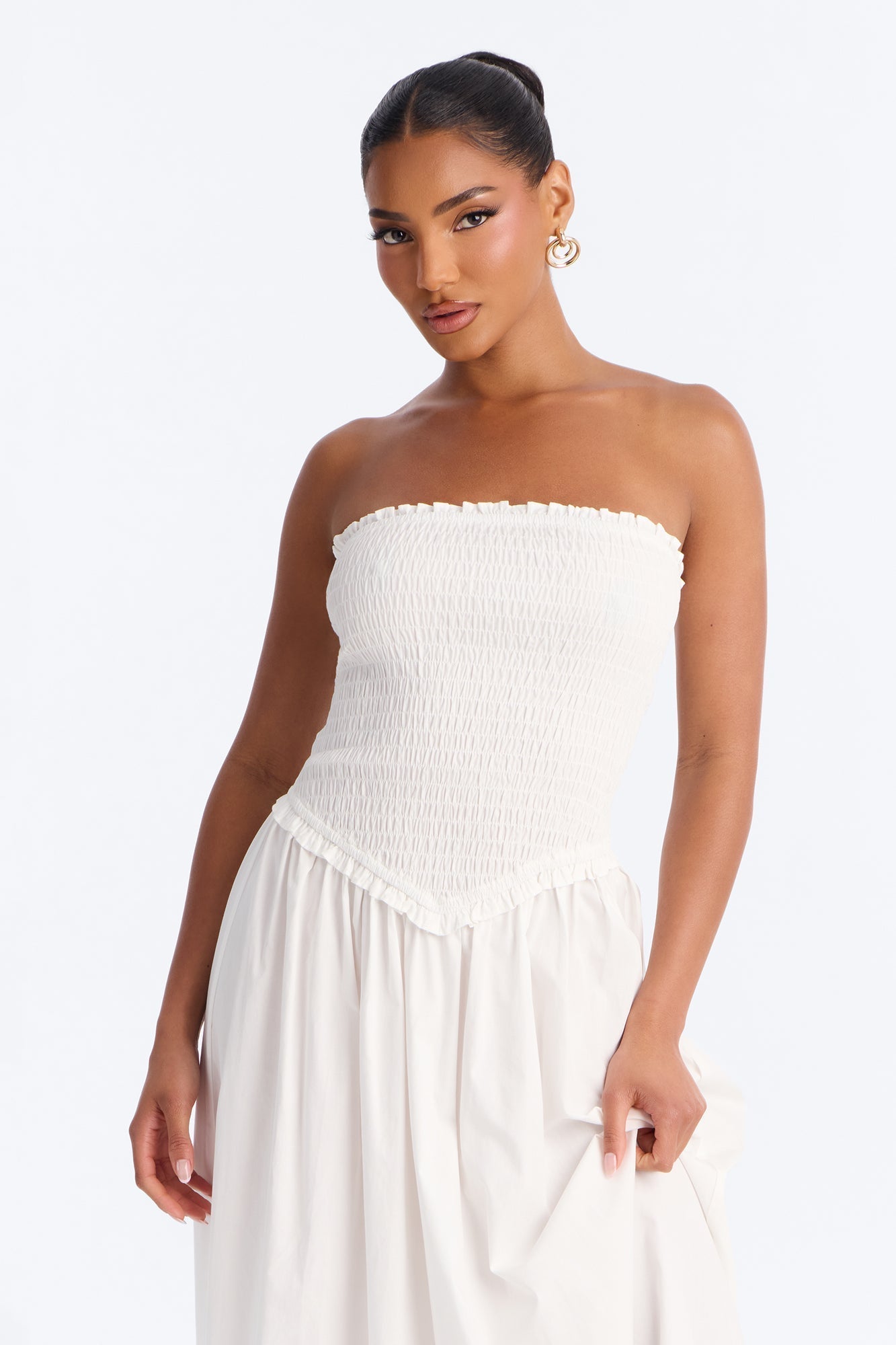 Keira Strapless Maxi Dress - White
