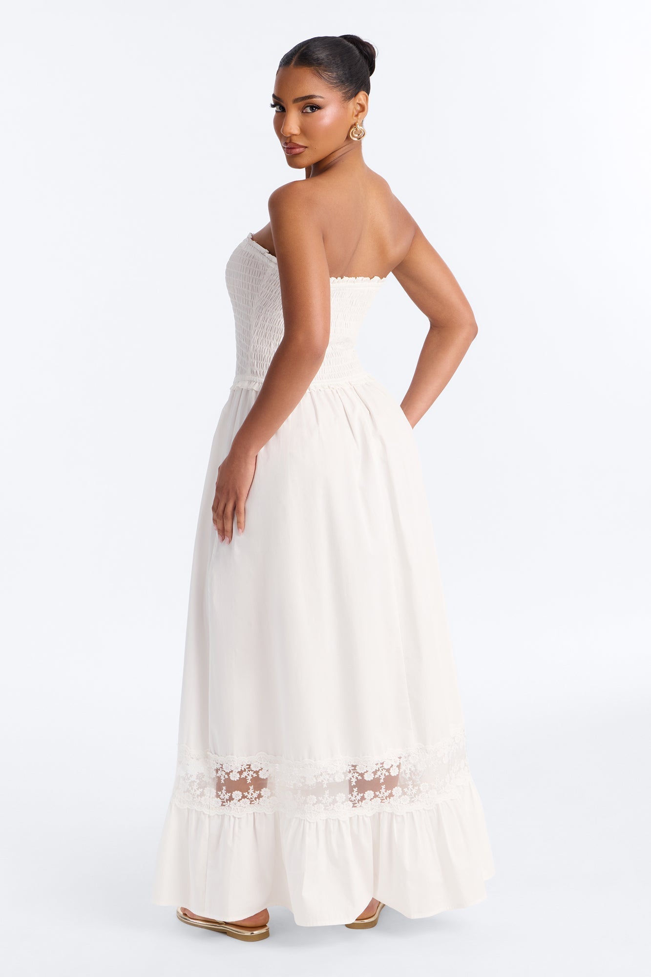 Keira Strapless Maxi Dress - White