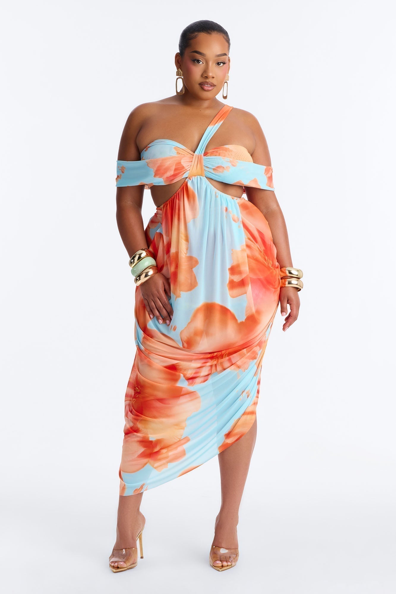 She Gets Her Way Mesh Maxi Dress - Blue/combo