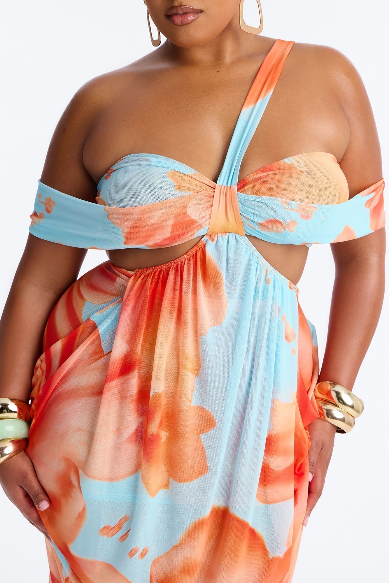 She Gets Her Way Mesh Maxi Dress - Blue/combo