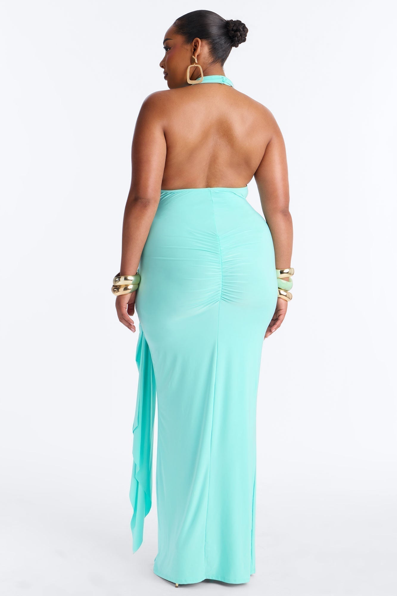 Delia Halter Backless Maxi Dress - Aqua