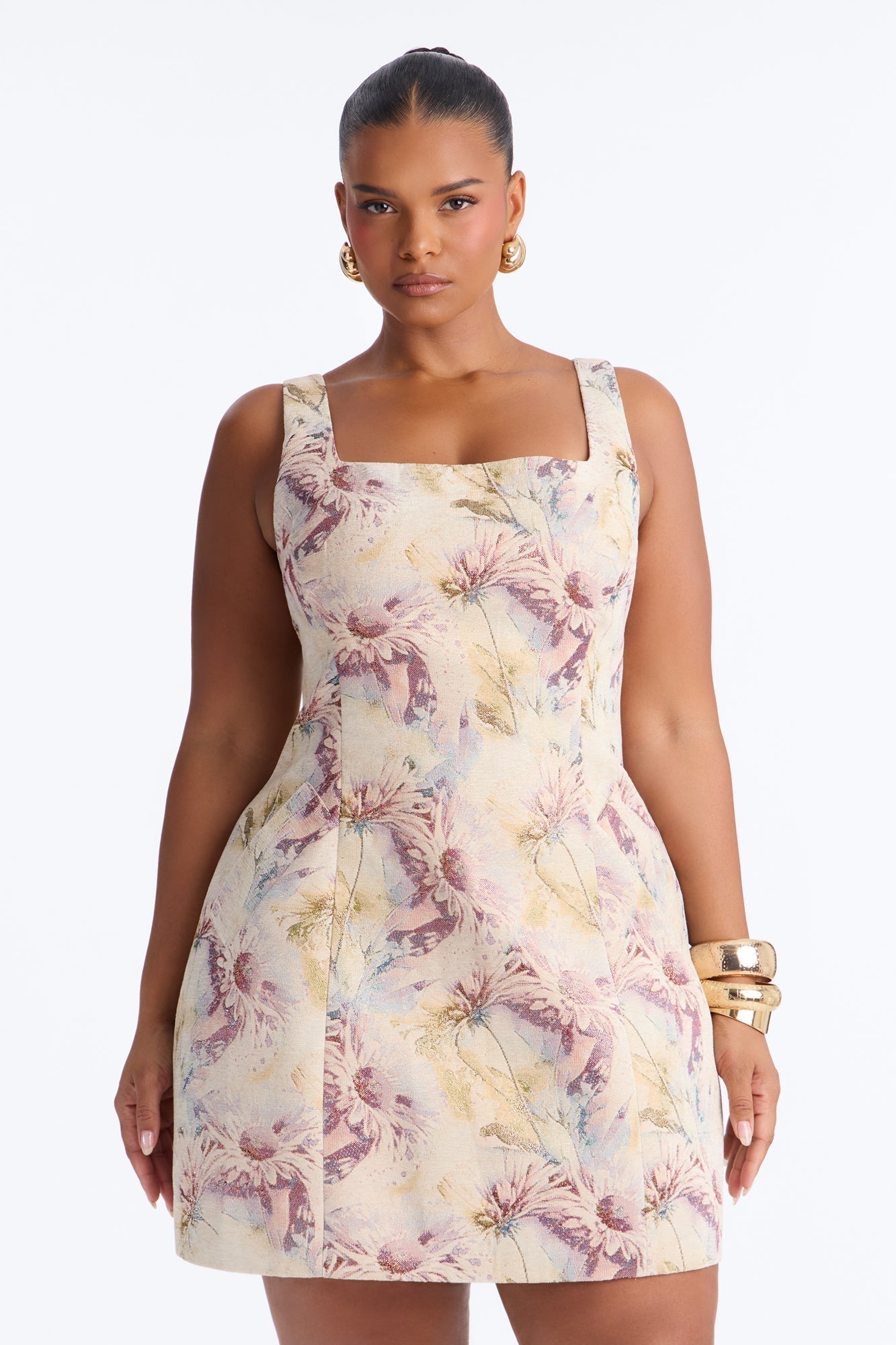 Noelle Floral Jacquard Mini Dress - Natural/Combo
