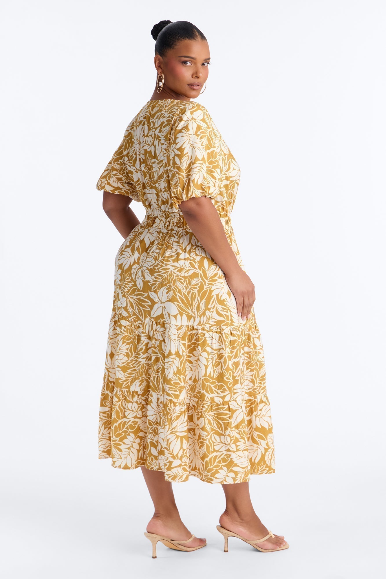 Elena Printed Midi Dress - Chartreuse