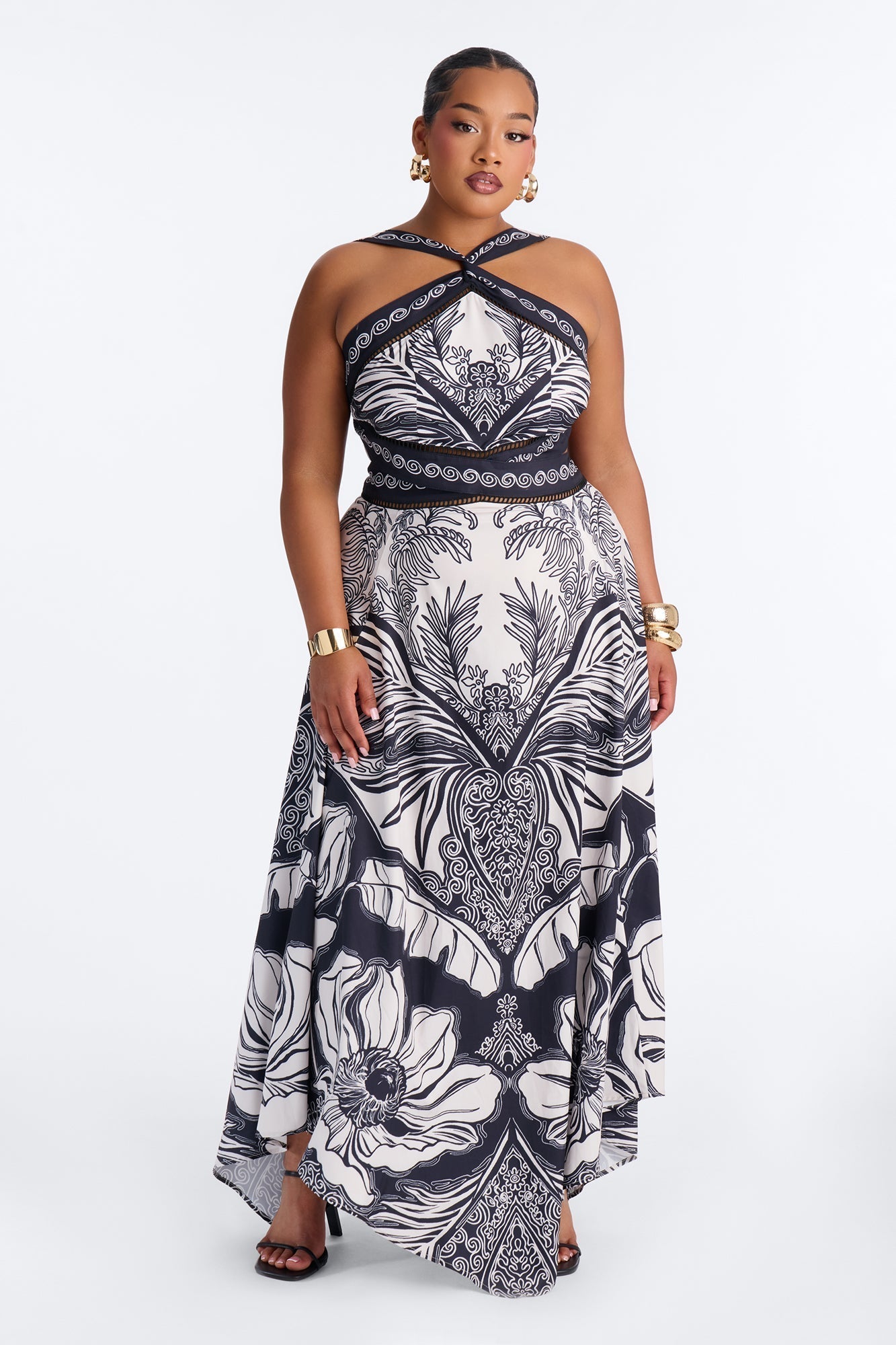Yana Criss Cross Maxi Dress - Black/White