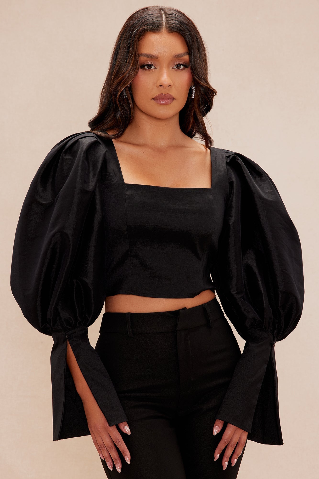 Patricia Puff Sleeve Blouse - Black