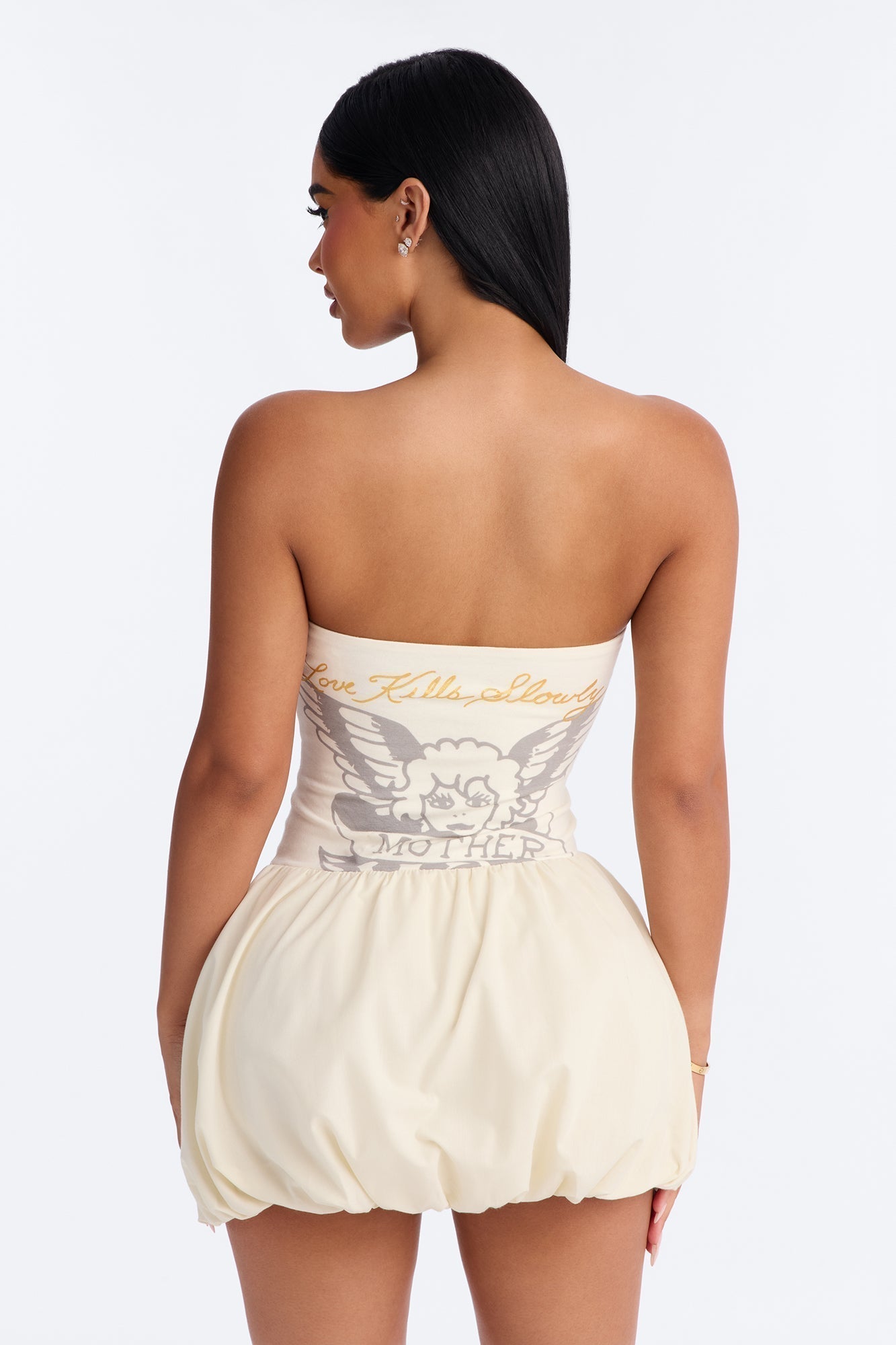 Ed Hardy Mother Mary Bubble Mini Dress - Ivory