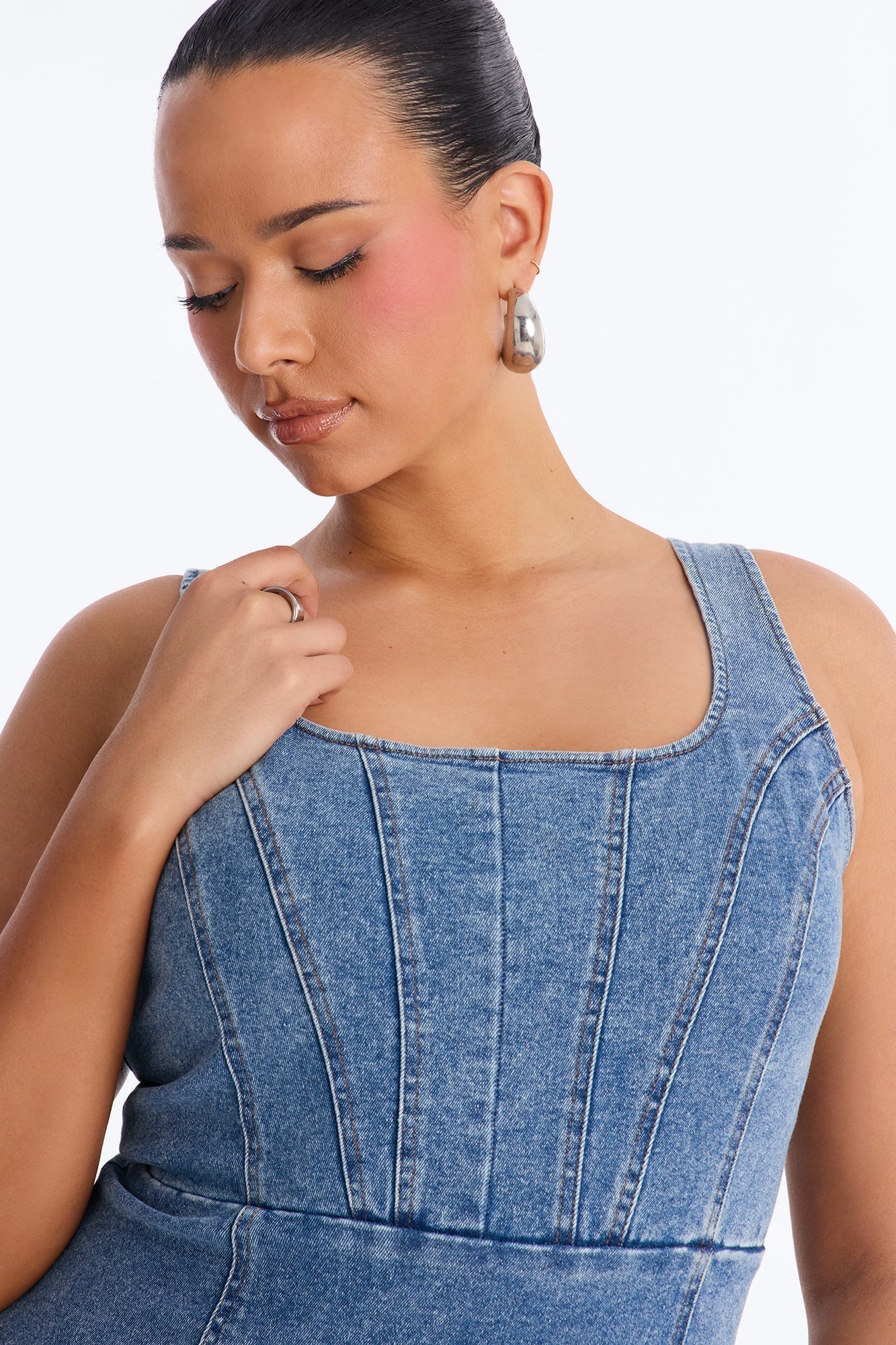 Avery Stretch Denim Midi Dress - Denim