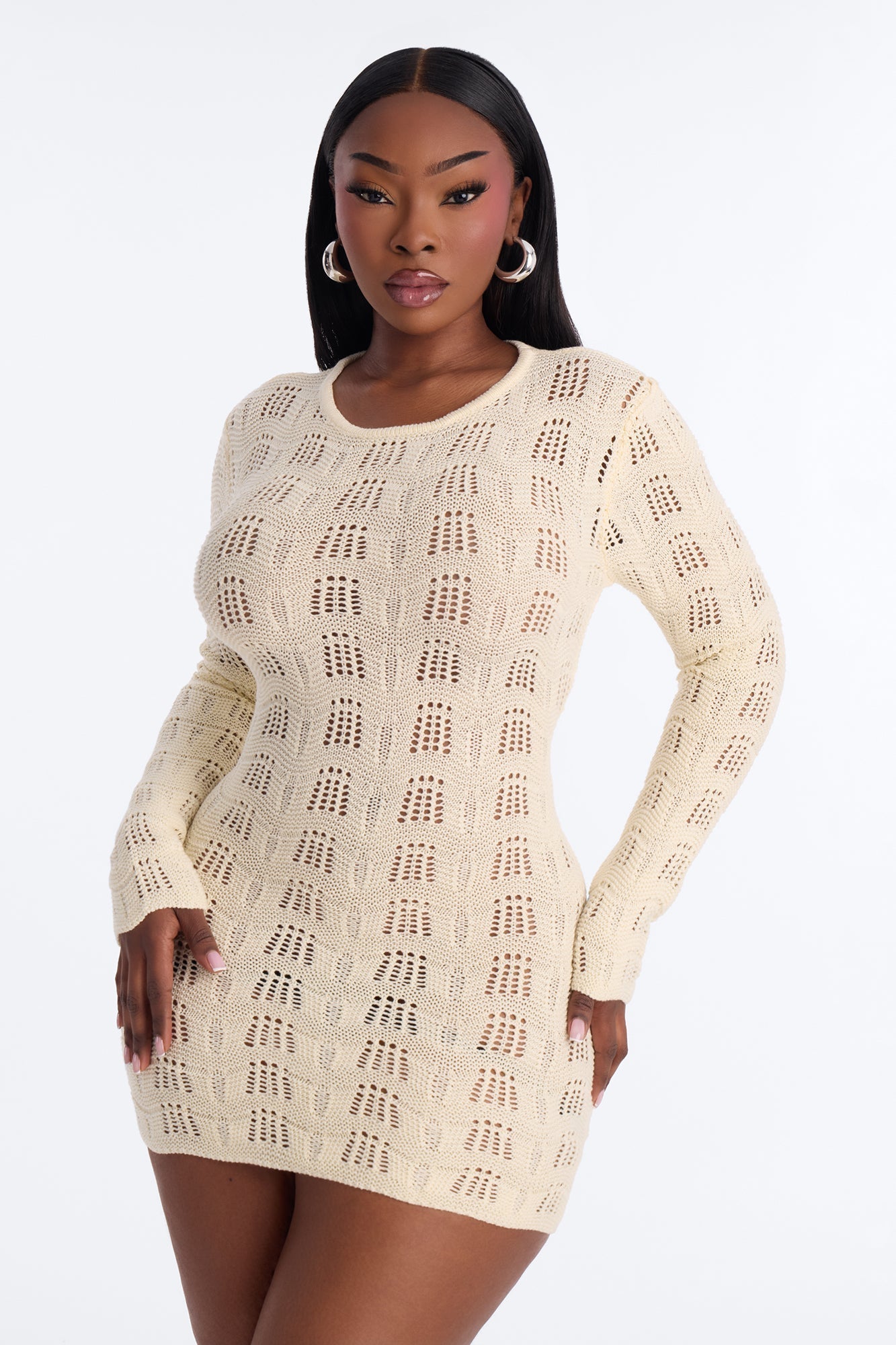 Caira Backless Crochet Mini Dress - Cream