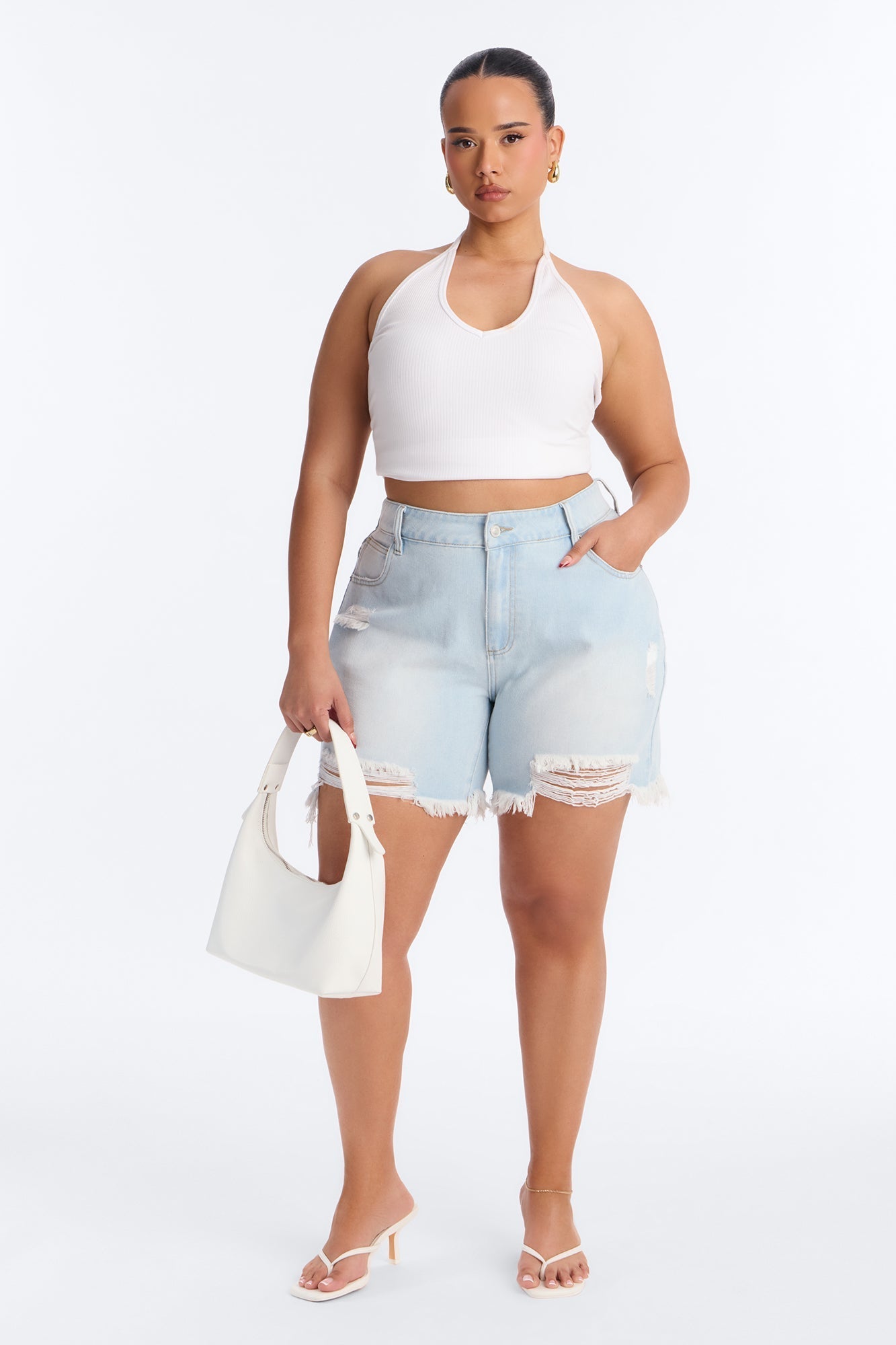 Uncommon Cut Off Super Soft Denim Jorts - Light Wash
