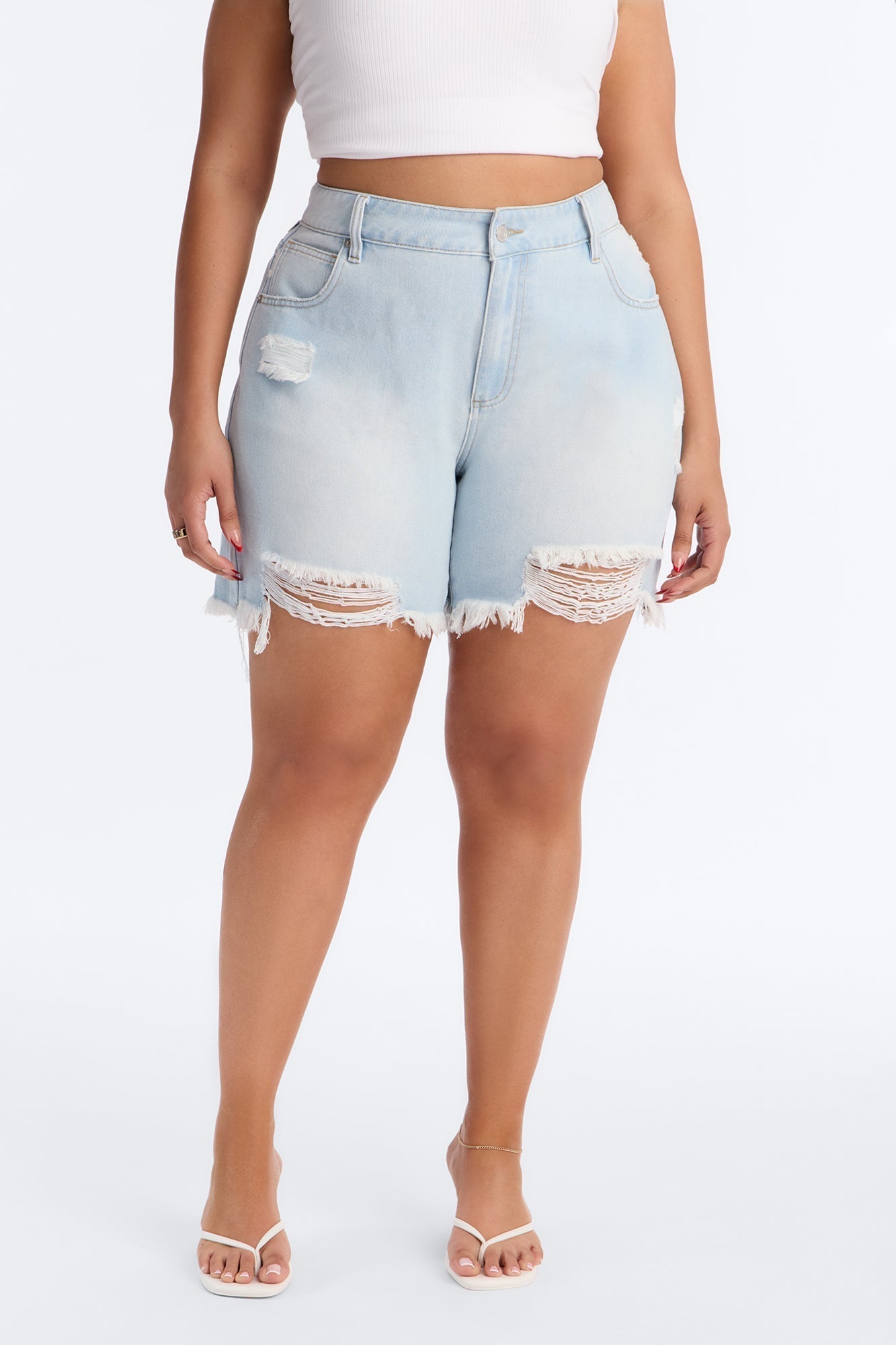 Uncommon Cut Off Super Soft Denim Jorts - Light Wash