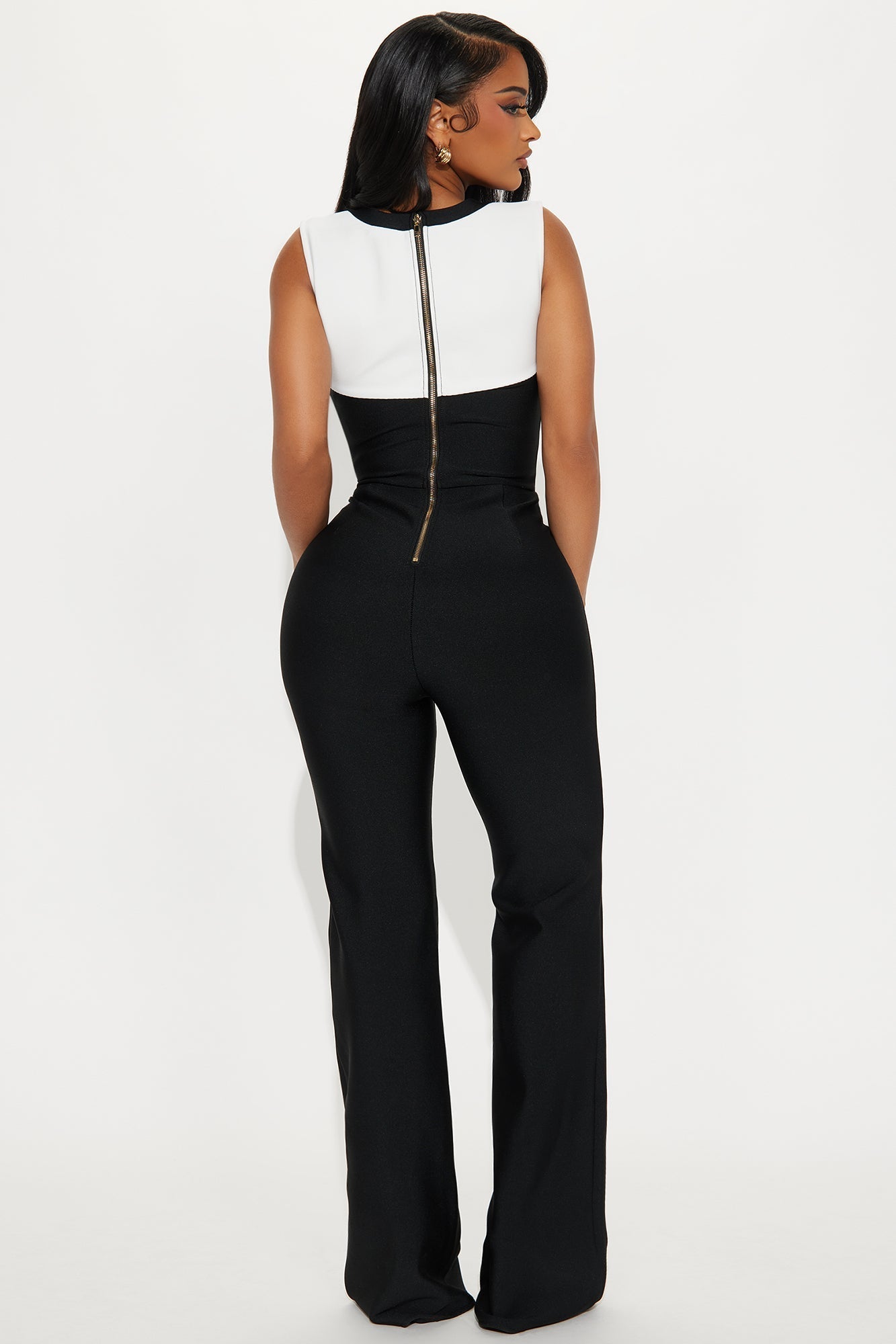 Ahead Of Schedule Bandage Jumpsuit - Black/White