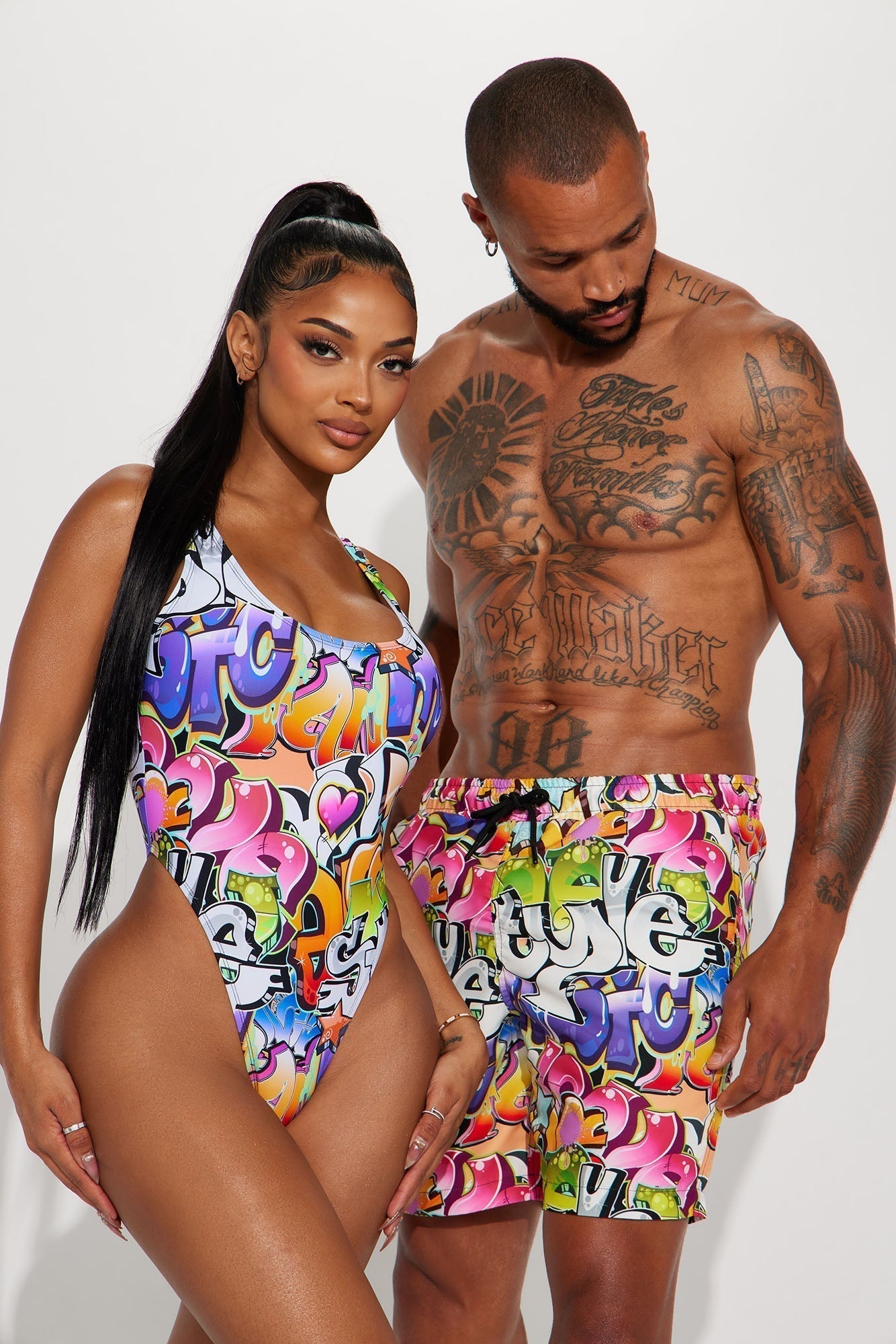 All That Graffiti 1 Piece Swimsuit - Multi Color