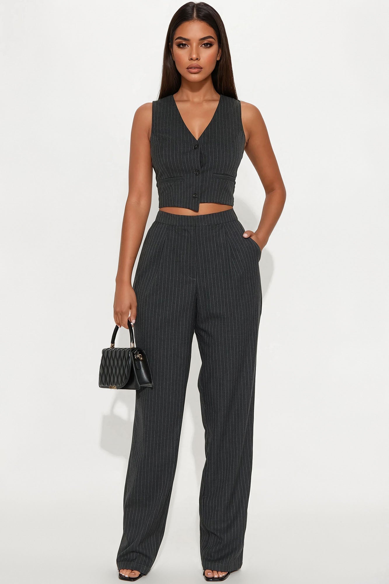 Giselle Vest Jumpsuit - Dark Grey
