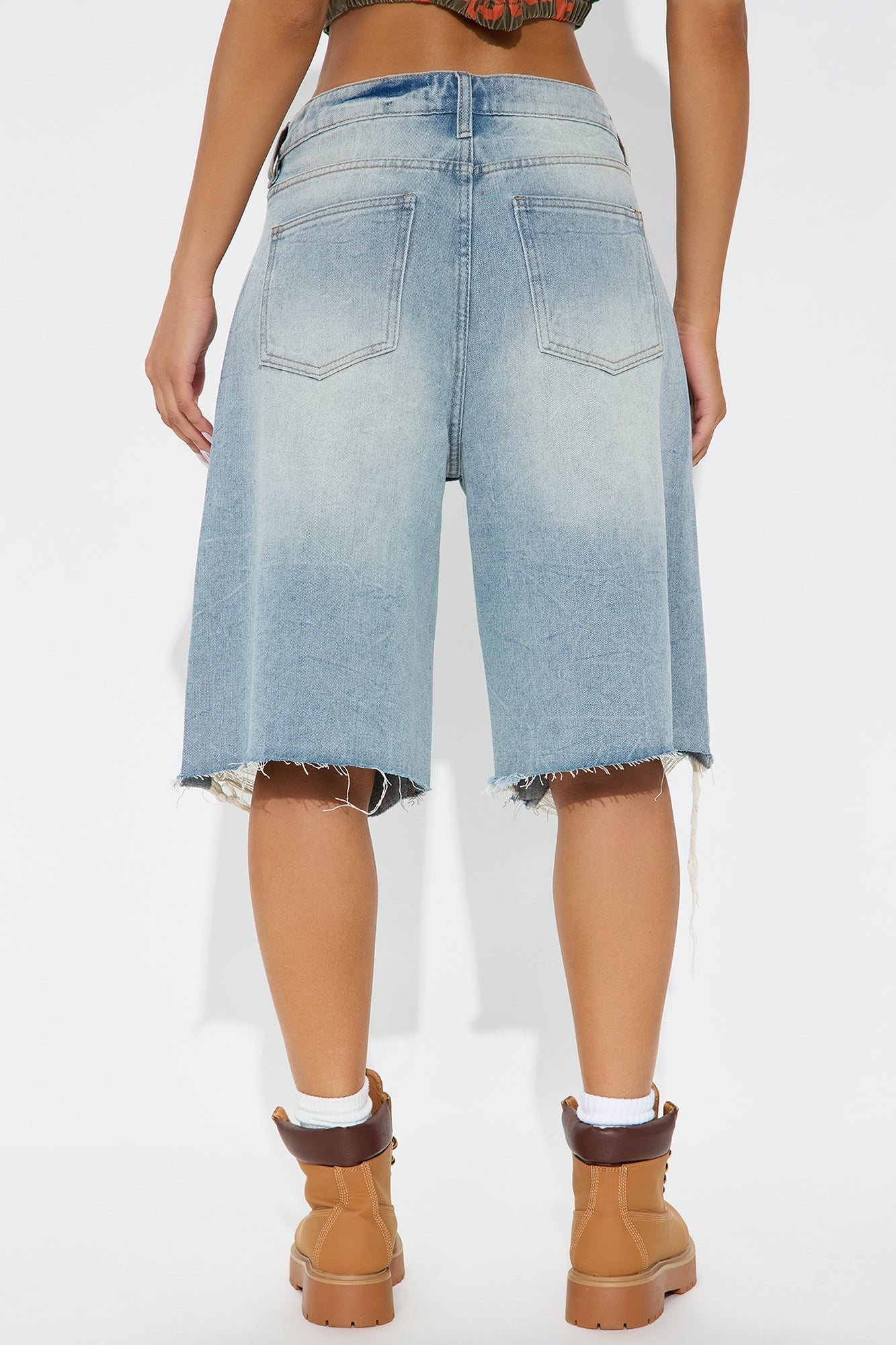 Watch Me Go Ripped Denim Shorts - Vintage Wash