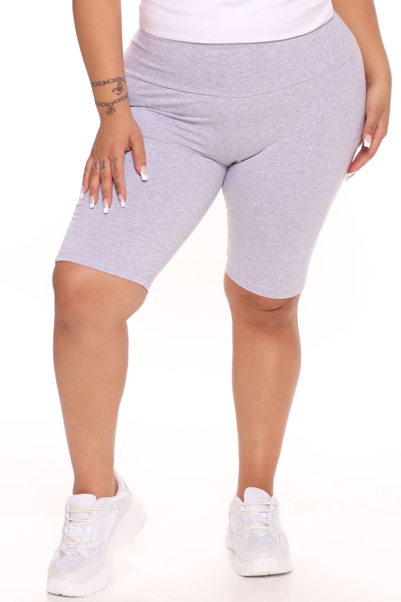 Keeping Up Biker Short - Heather Grey