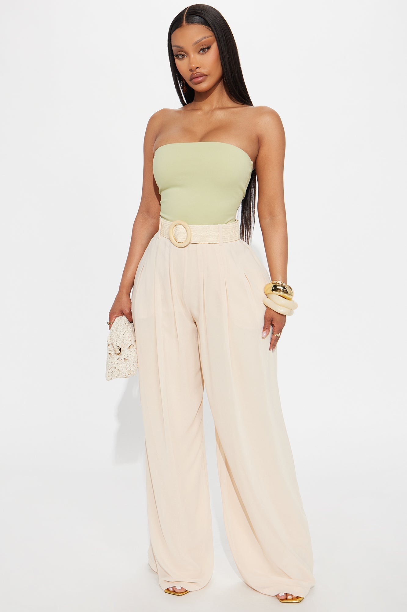 Alli Double Lined Strapless Bodysuit - Sage