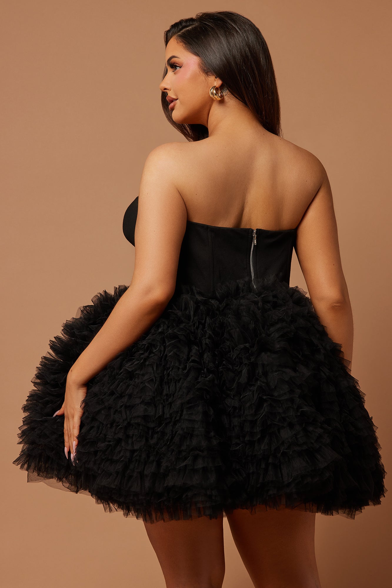 Nikki Ruffle Mini Dress - Black