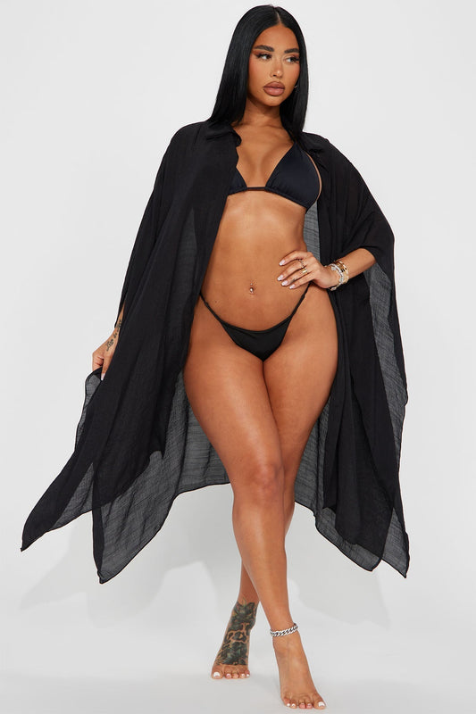 Megan Swim Cover Up Kimono - Black