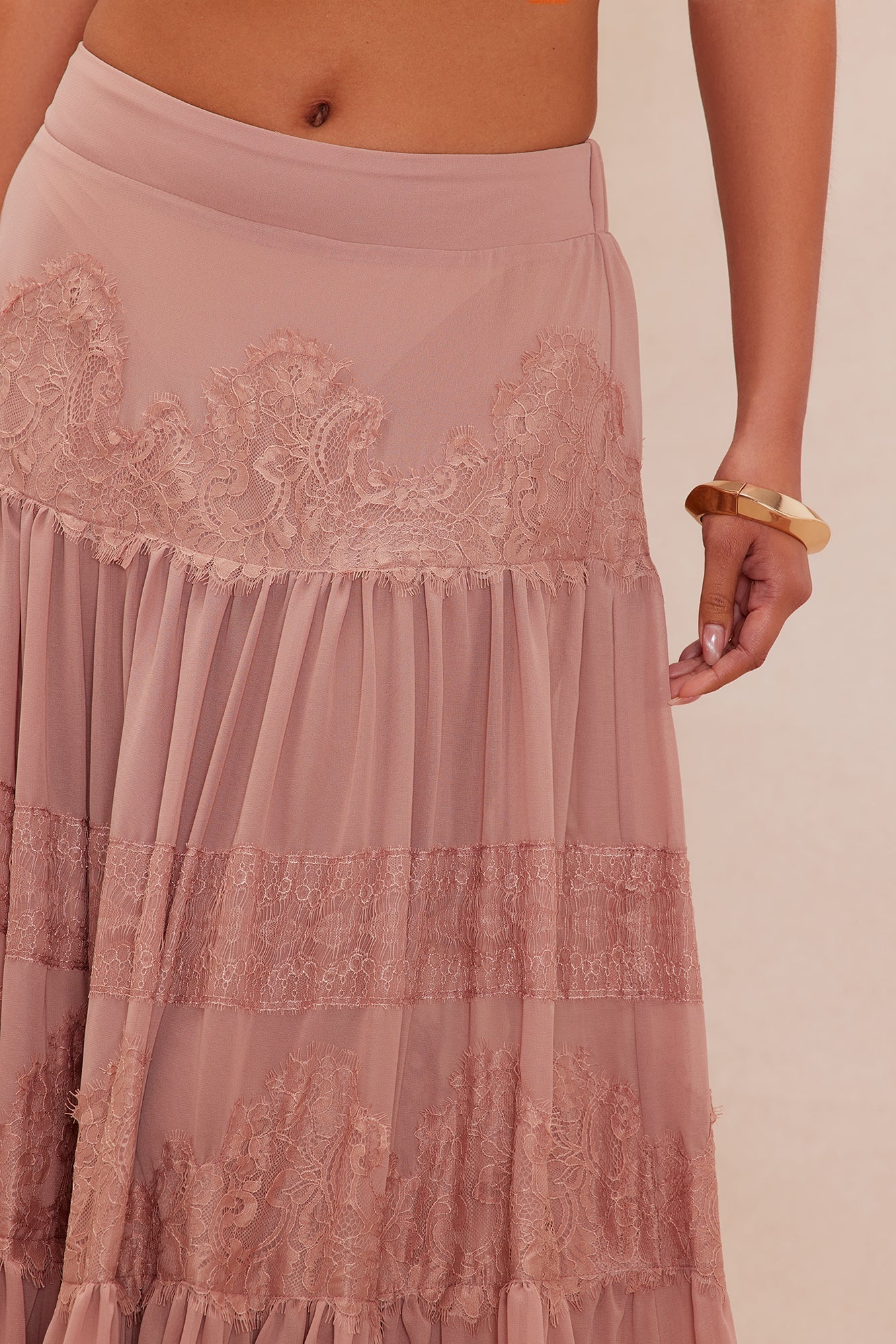 Odette Lace Maxi Skirt - Mocha
