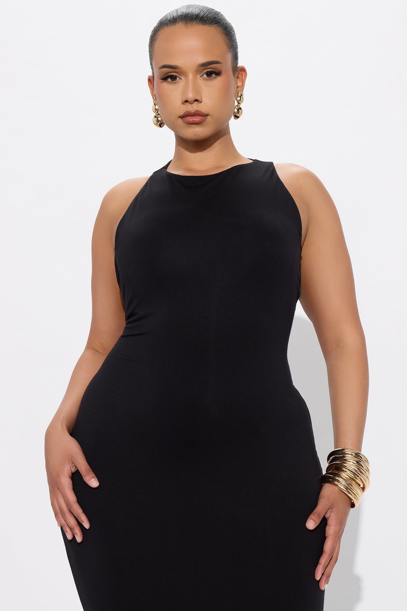 Melodie Double Lined Cut Out Maxi Dress - Black