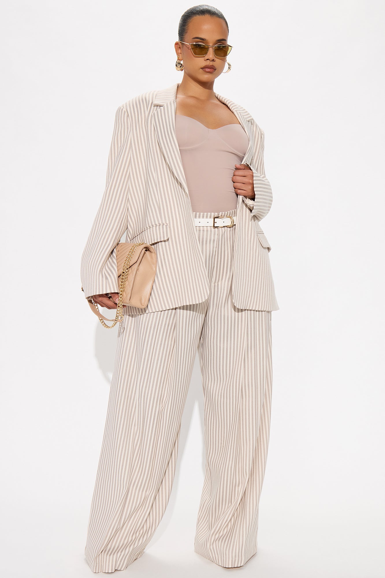 Nara Stripe Twill Trouser - Tan/Multi