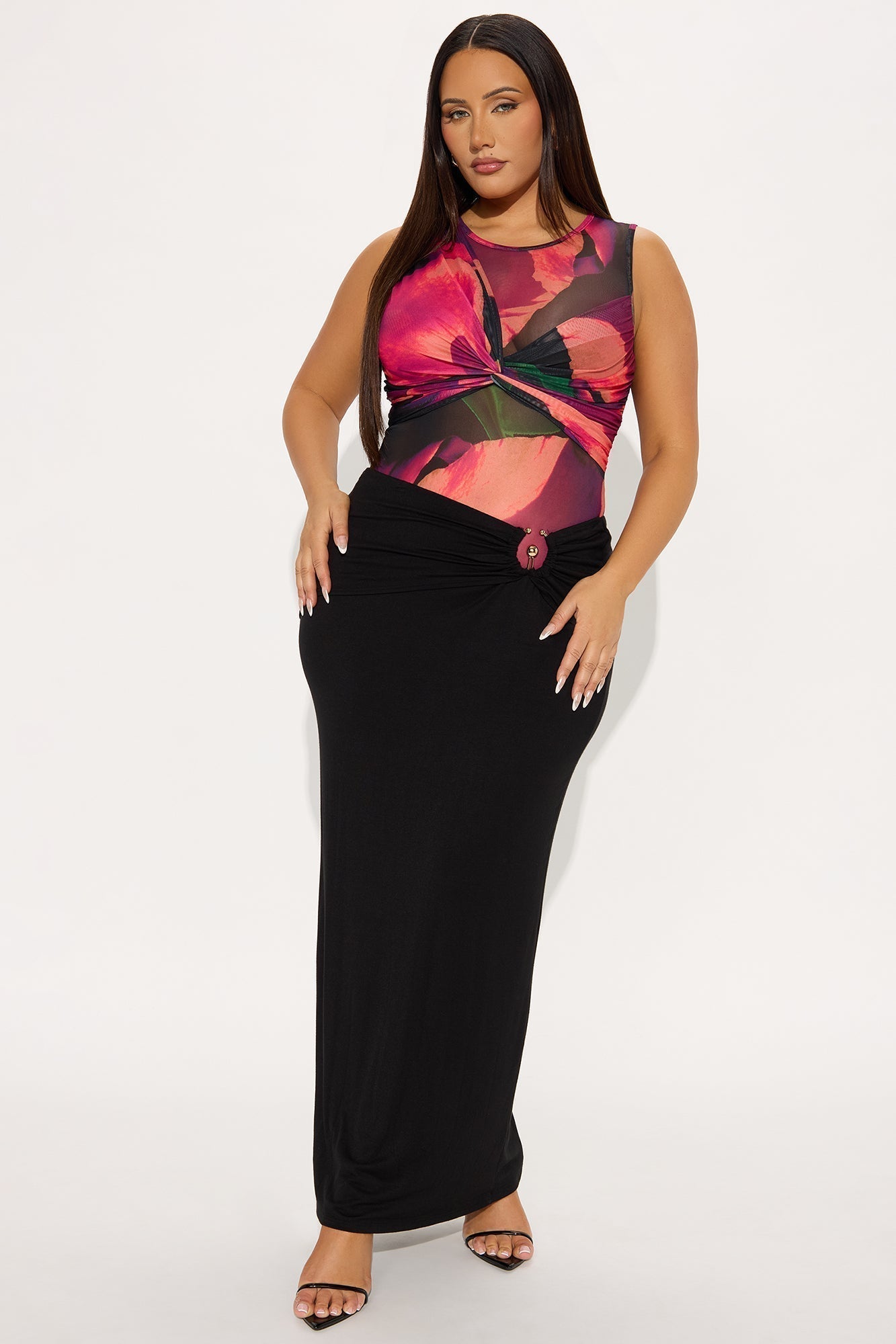 Center Of Attention Mesh Bodysuit - Purple/combo