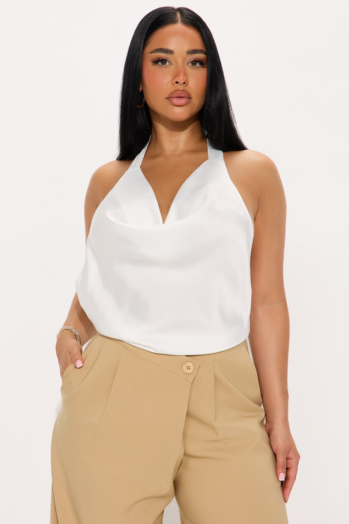 Eyes On The Prize Halter Jumpsuit - Taupe/combo