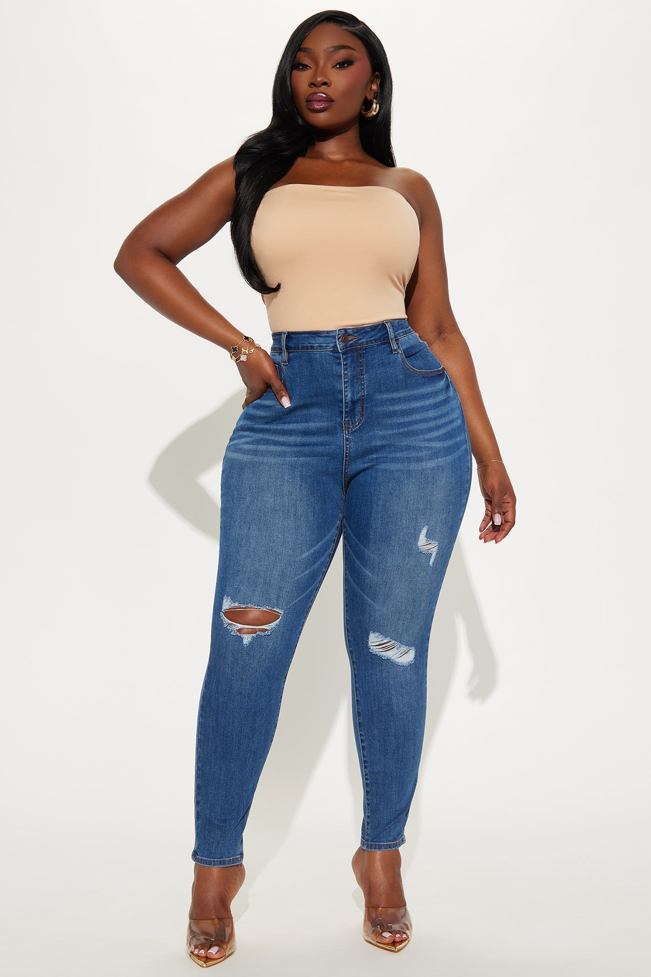 Alli Double Lined Strapless Bodysuit - Nude