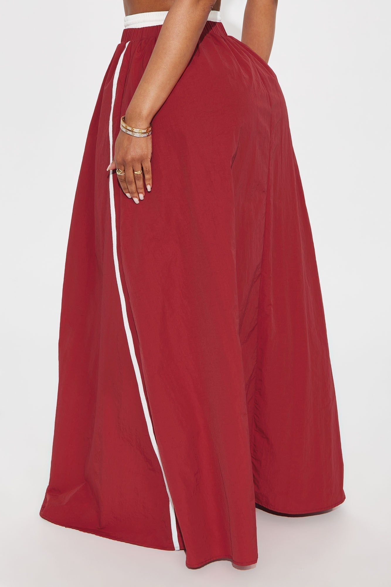 Sporty Gal Striped Maxi Skirt - Red