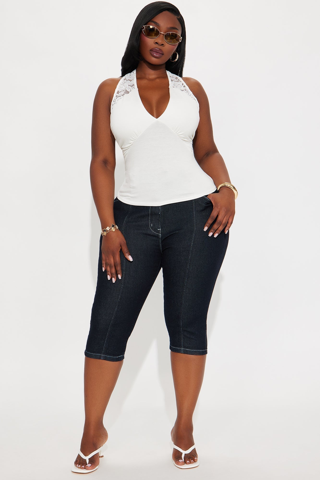 Lace Be Honest Halter Top - Ivory