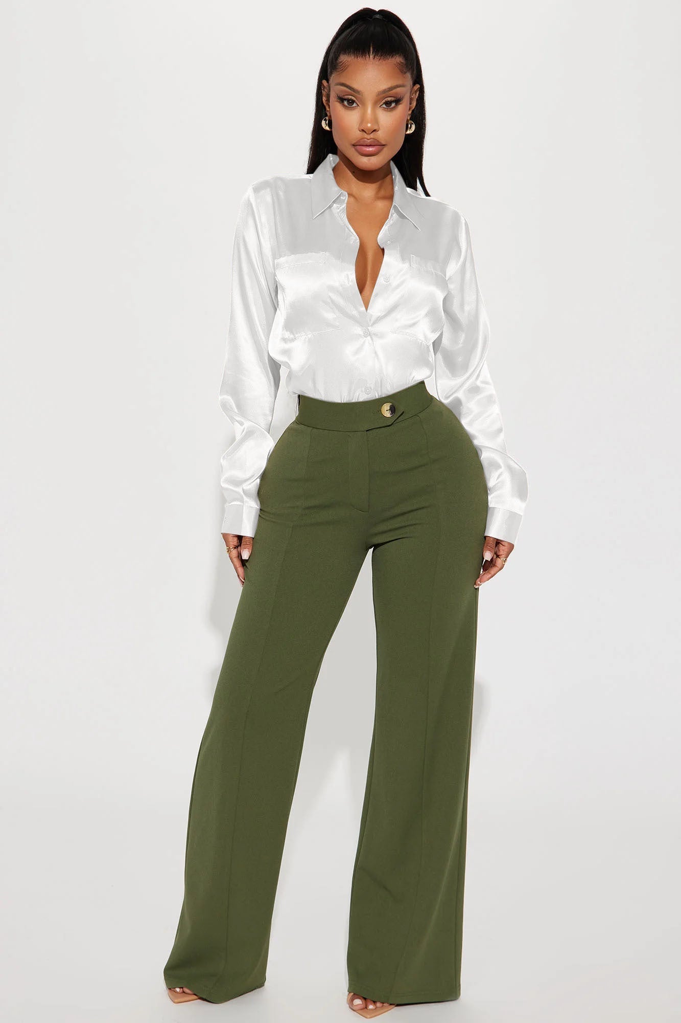 You Better Work Satin Shirt - White