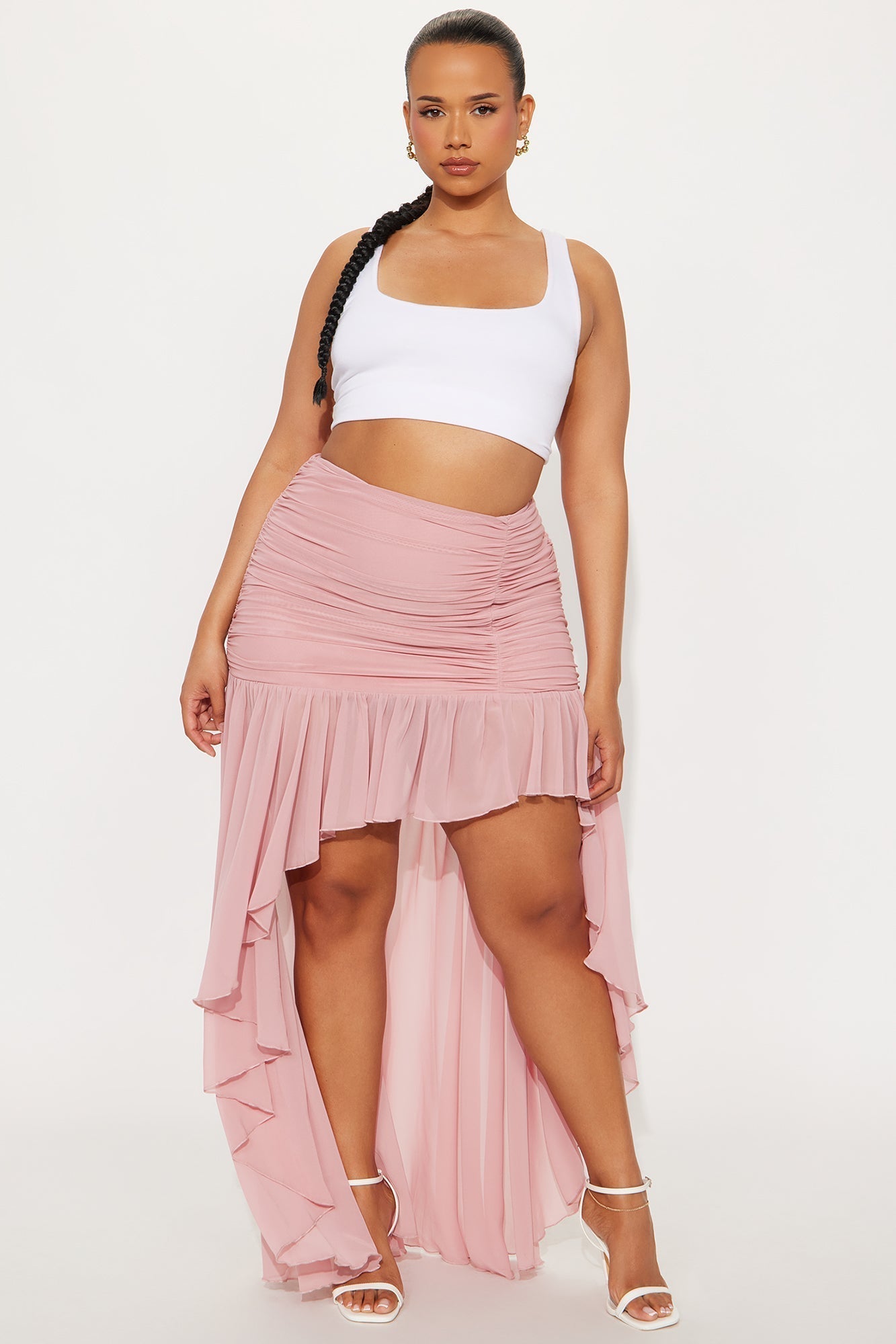 Aria Asymmetrical High Low Maxi Skirt - Mauve