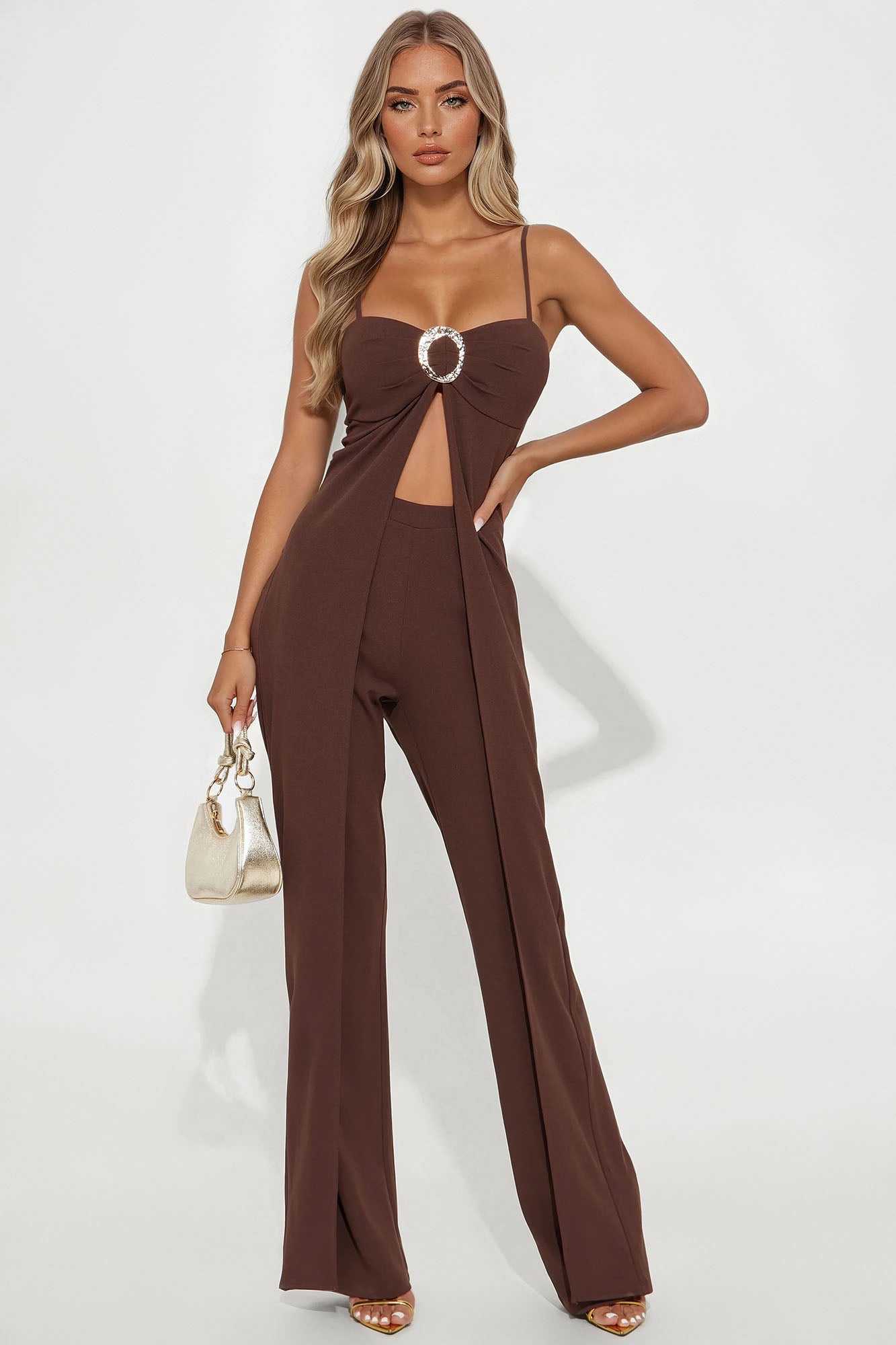 Sleek Perfection Wide Leg Jumpsuit - Chocolate
