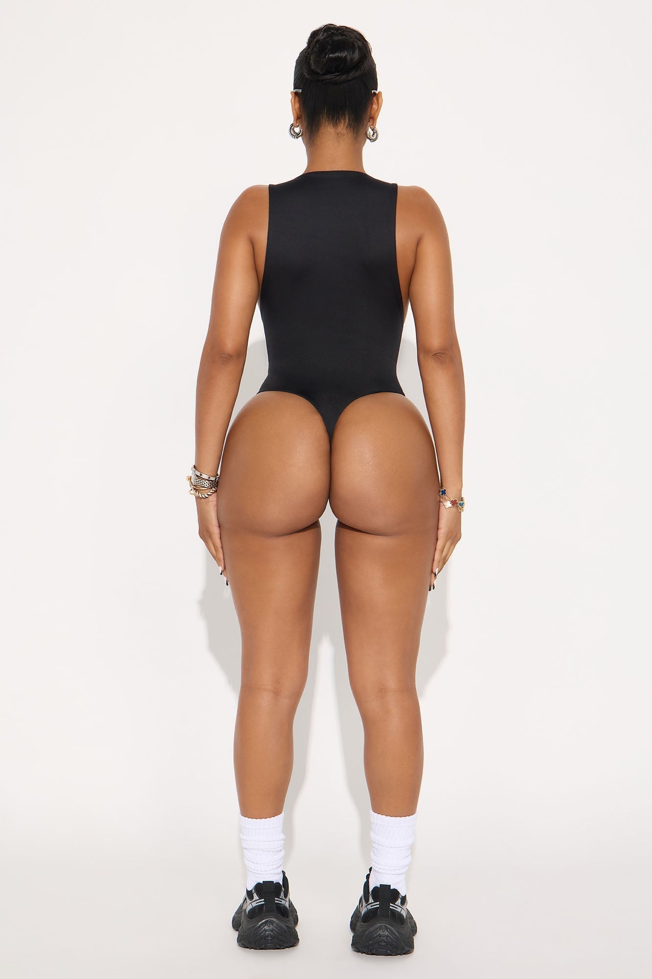 Contour Double Lined Scoop Neck Bodysuit - Black